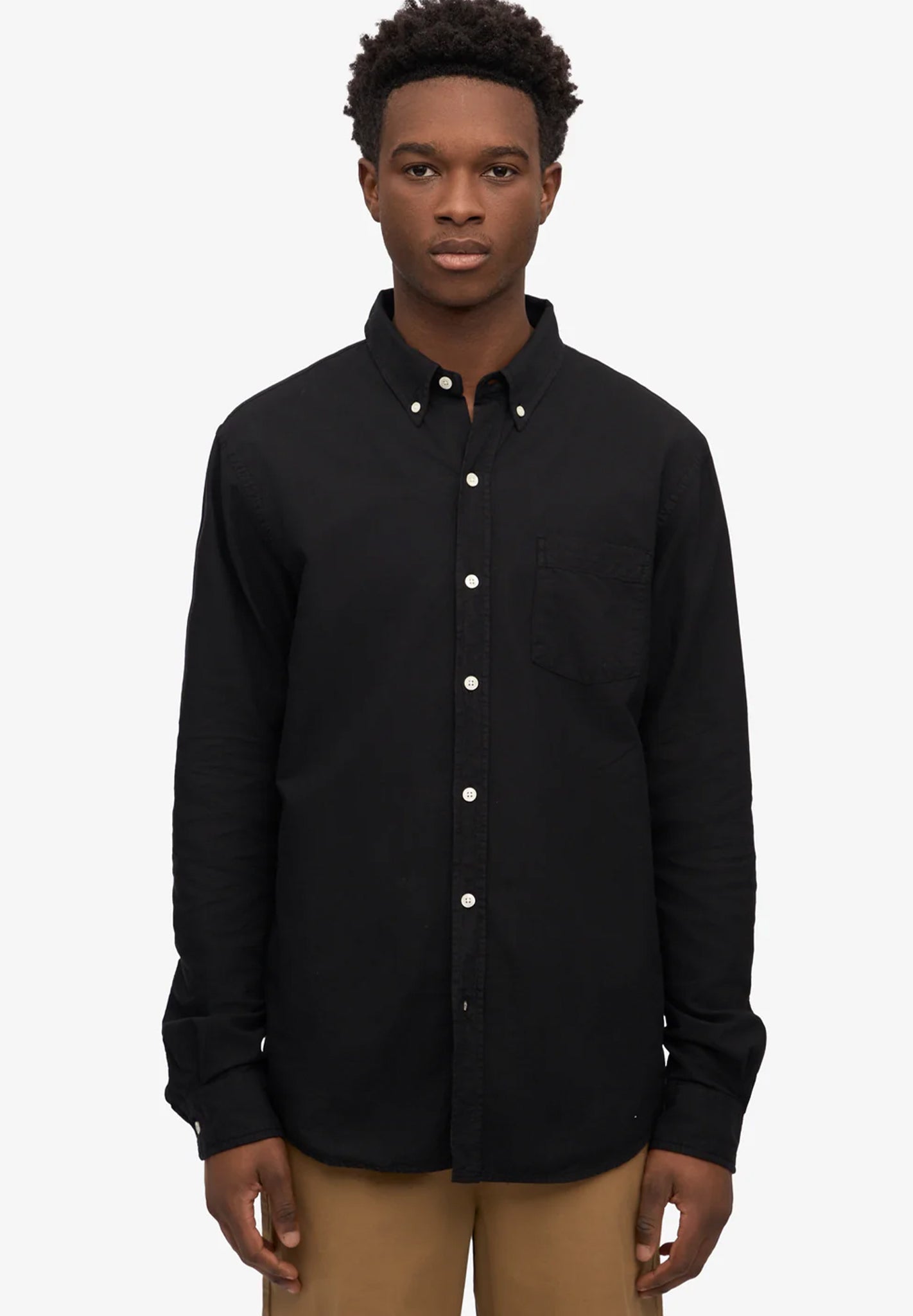 COLORFUL STANDARD - Organic Button Down Shirt - Deep Black - BACKYARD