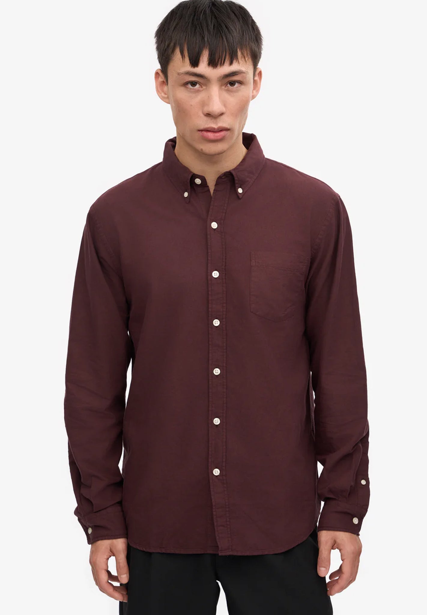 COLORFUL STANDARD - Organic Button Down Shirt - Oxblood Red - BACKYARD