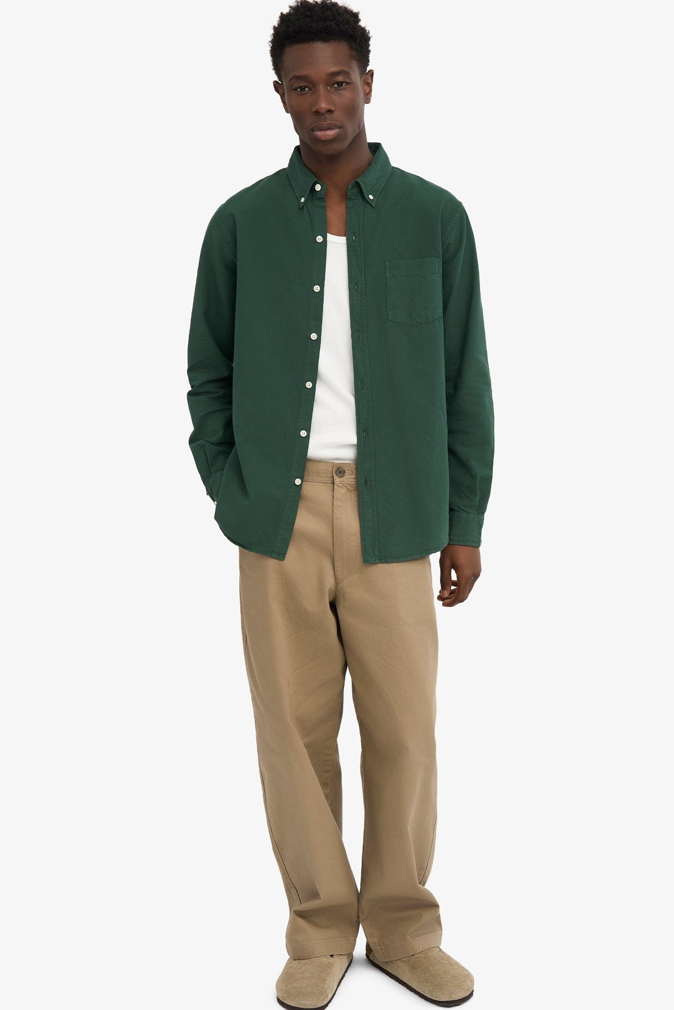 COLORFUL STANDARD - Organic Button Down Shirt - Emerald Green - BACKYARD