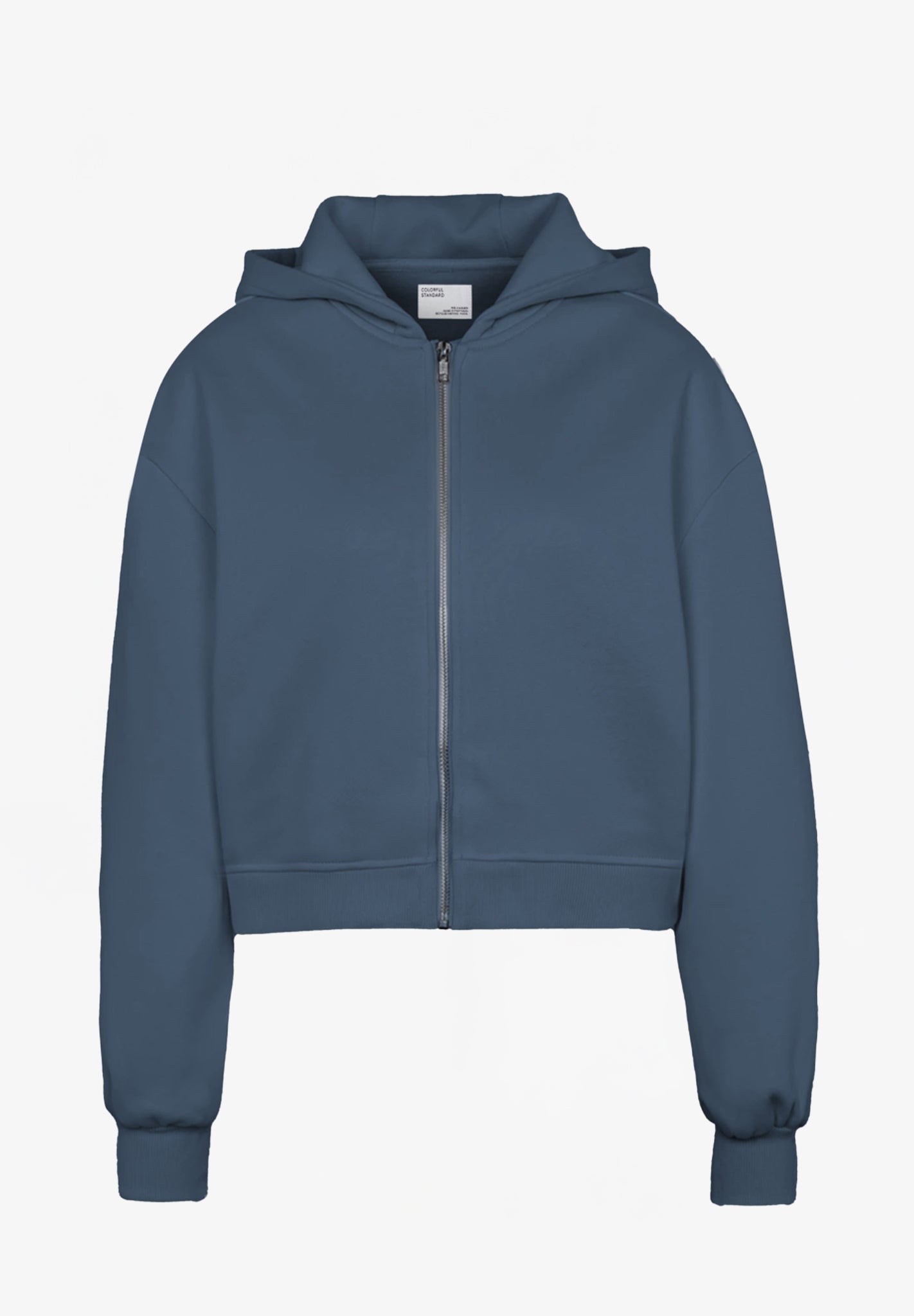 COLORFUL STANDARD - Organic Crop Zip Hood - Petrol Blue - BACKYARD