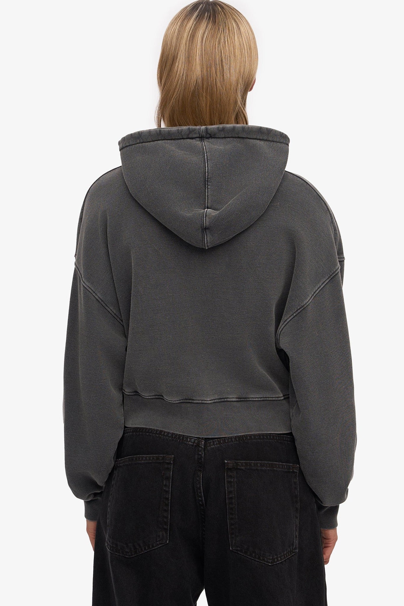 COLORFUL STANDARD - Organic Crop Zip Hood - Faded Black - BACKYARD