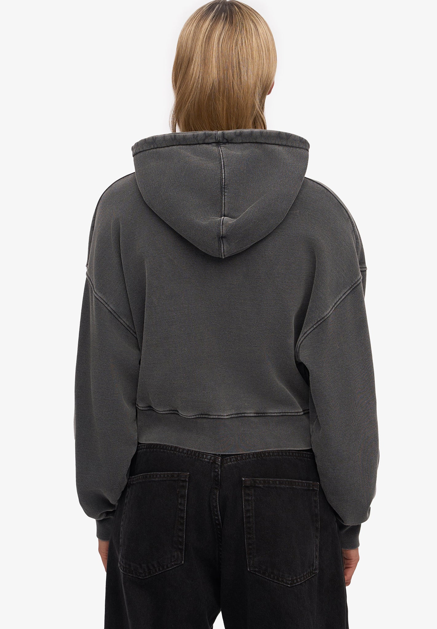 COLORFUL STANDARD - Organic Crop Zip Hood - Faded Black - BACKYARD