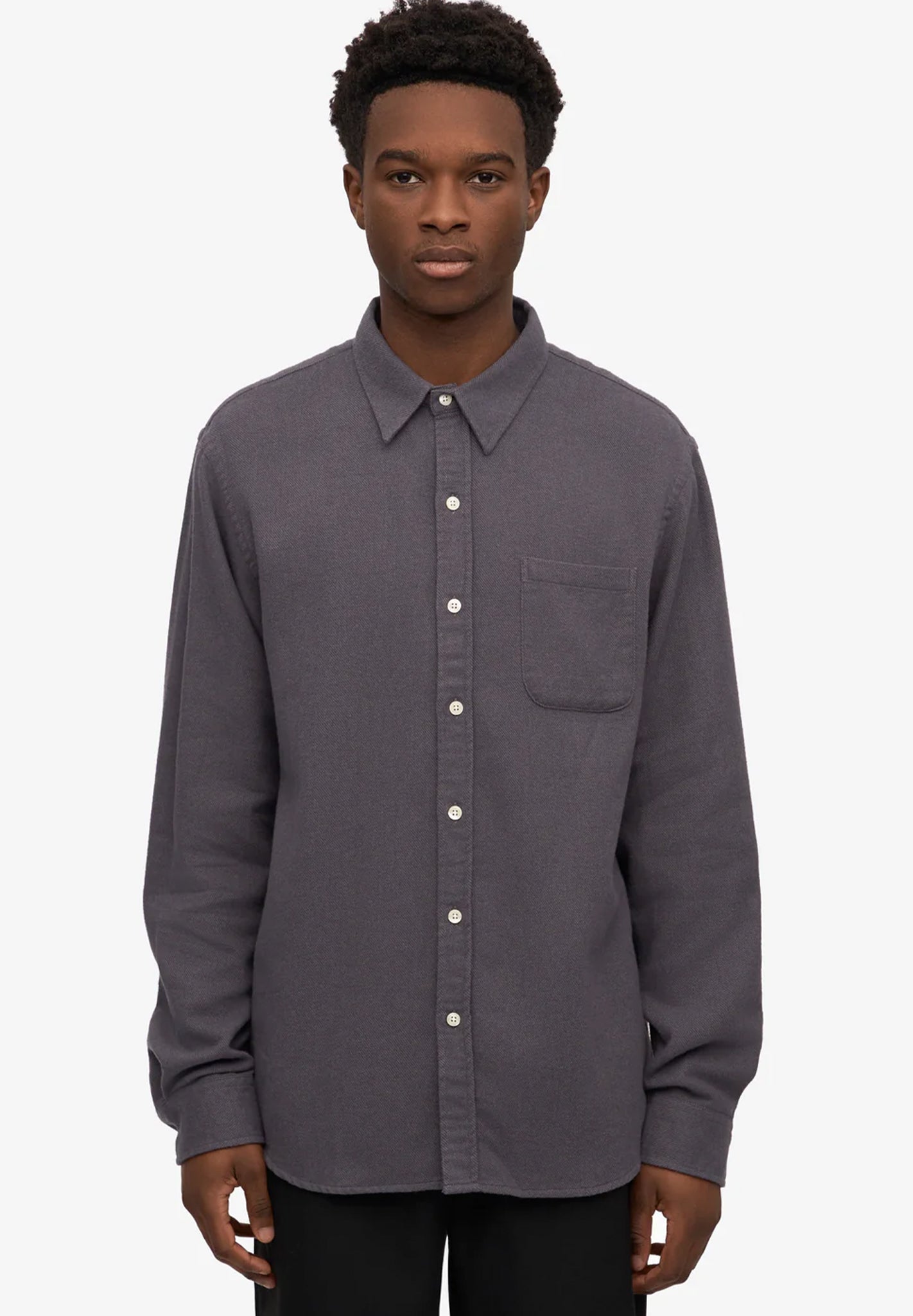 COLORFUL STANDARD - Organic Flannel Shirt - Lava Grey - BACKYARD