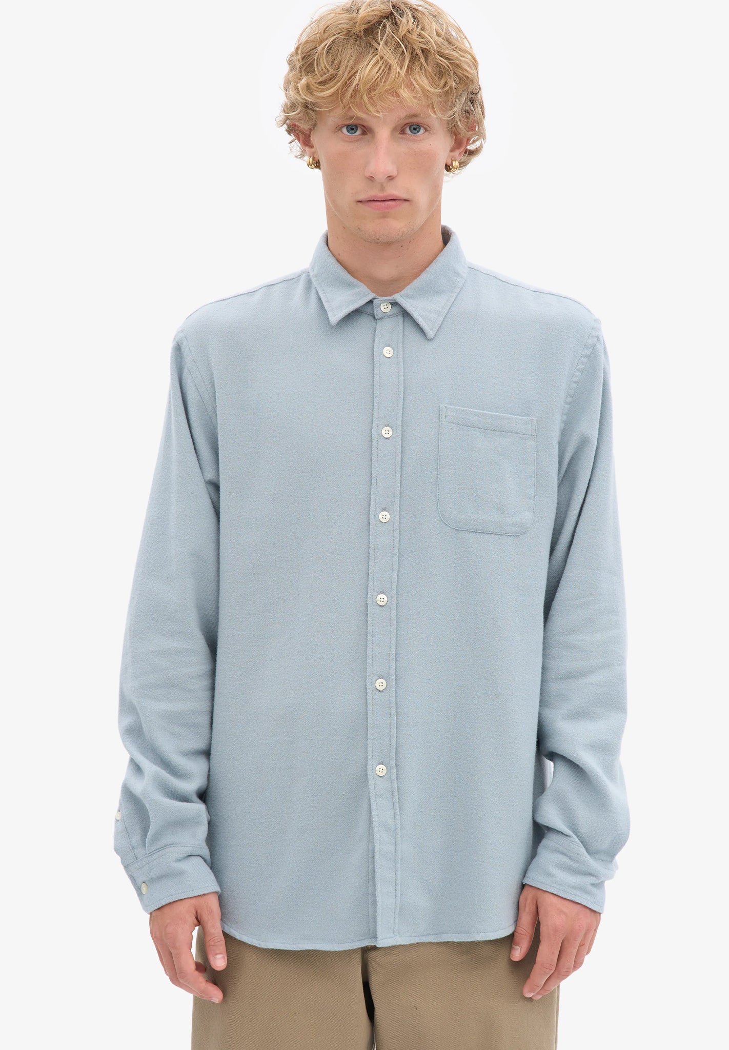 COLORFUL STANDARD - Organic Flannel Shirt - Steel Blue - BACKYARD