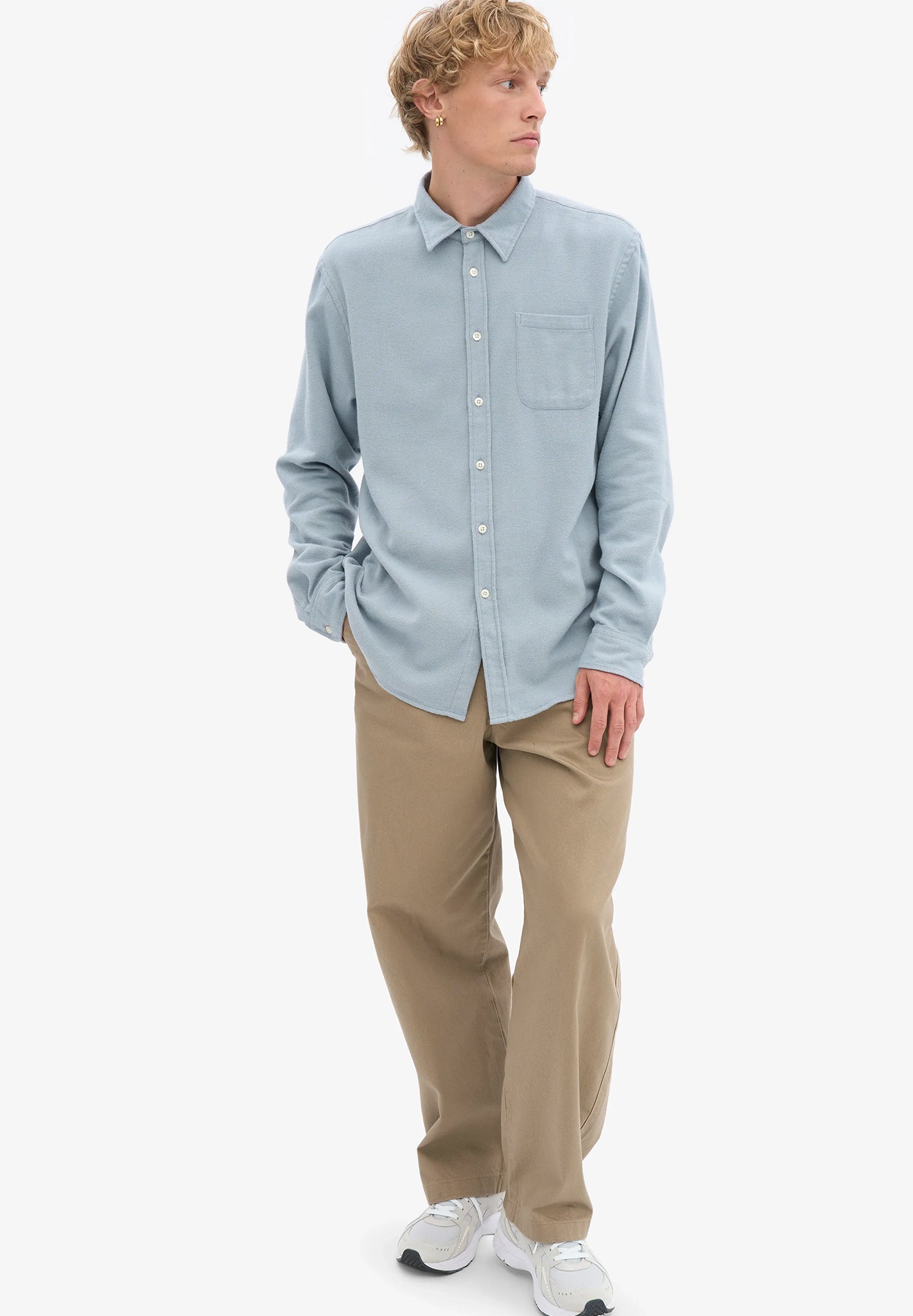 COLORFUL STANDARD - Organic Flannel Shirt - Steel Blue - BACKYARD