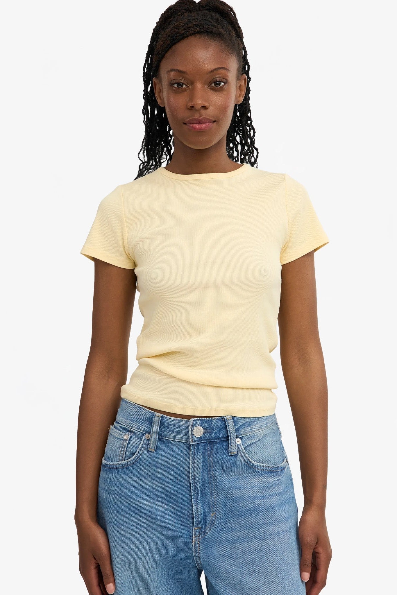 COLORFUL STANDARD - Organic Rib S/S T-Shirt - Soft Yellow - BACKYARD