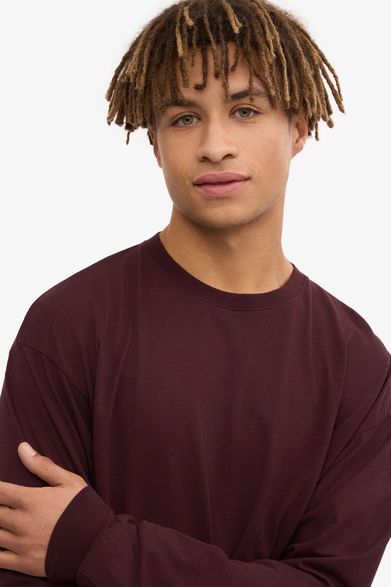 COLORFUL STANDARD - Oversized Organic L/S T-Shirt - Oxblood Red - BACKYARD