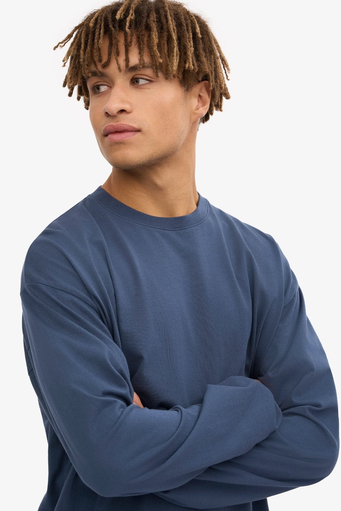 COLORFUL STANDARD - Oversized Organic L/S T-Shirt - Petrol Blue - BACKYARD