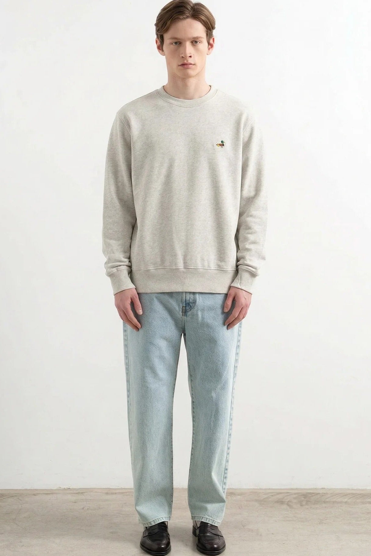 EDMMOND STUDIOS - Duck Patch Sweatshirt - Plain Grey Melange - BACKYARD