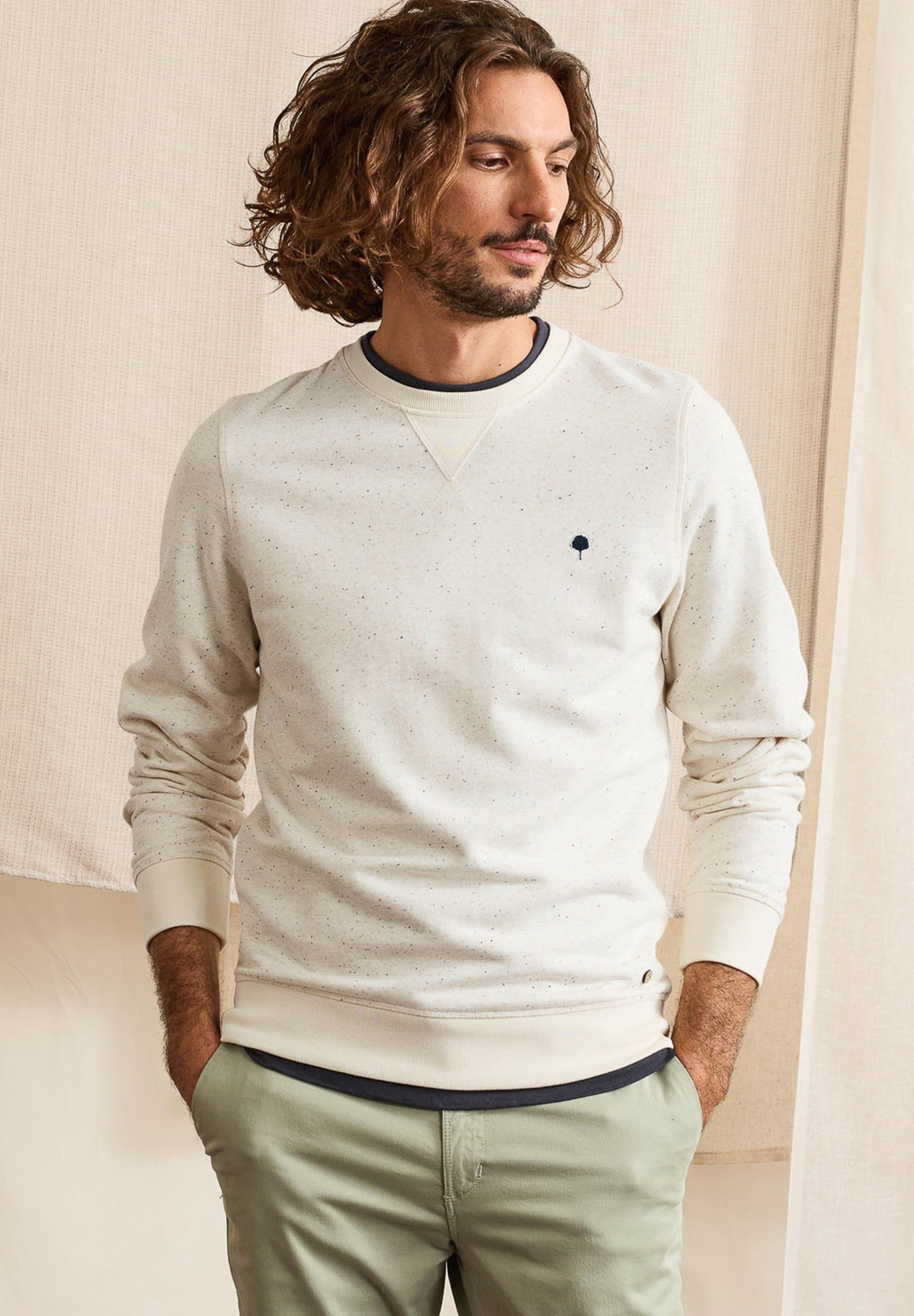 FAGUO - Donon Sweat Cotton - Ecru Navy - BACKYARD