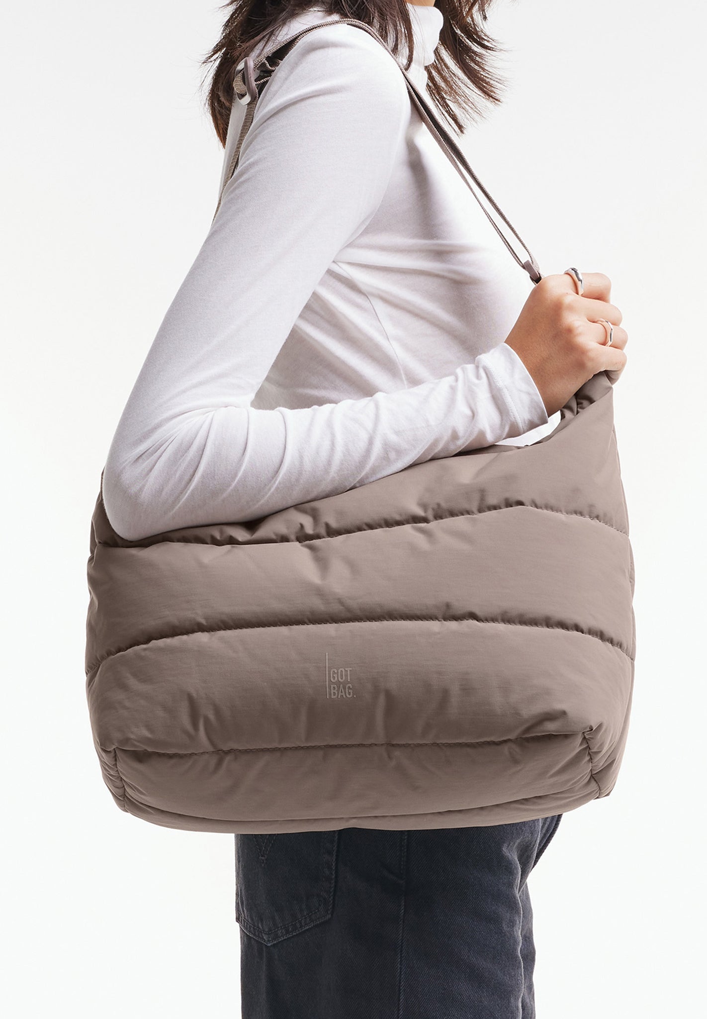 GOT BAG - Puffer Square Bag Large - Oyster Monochrome - BACKYARD