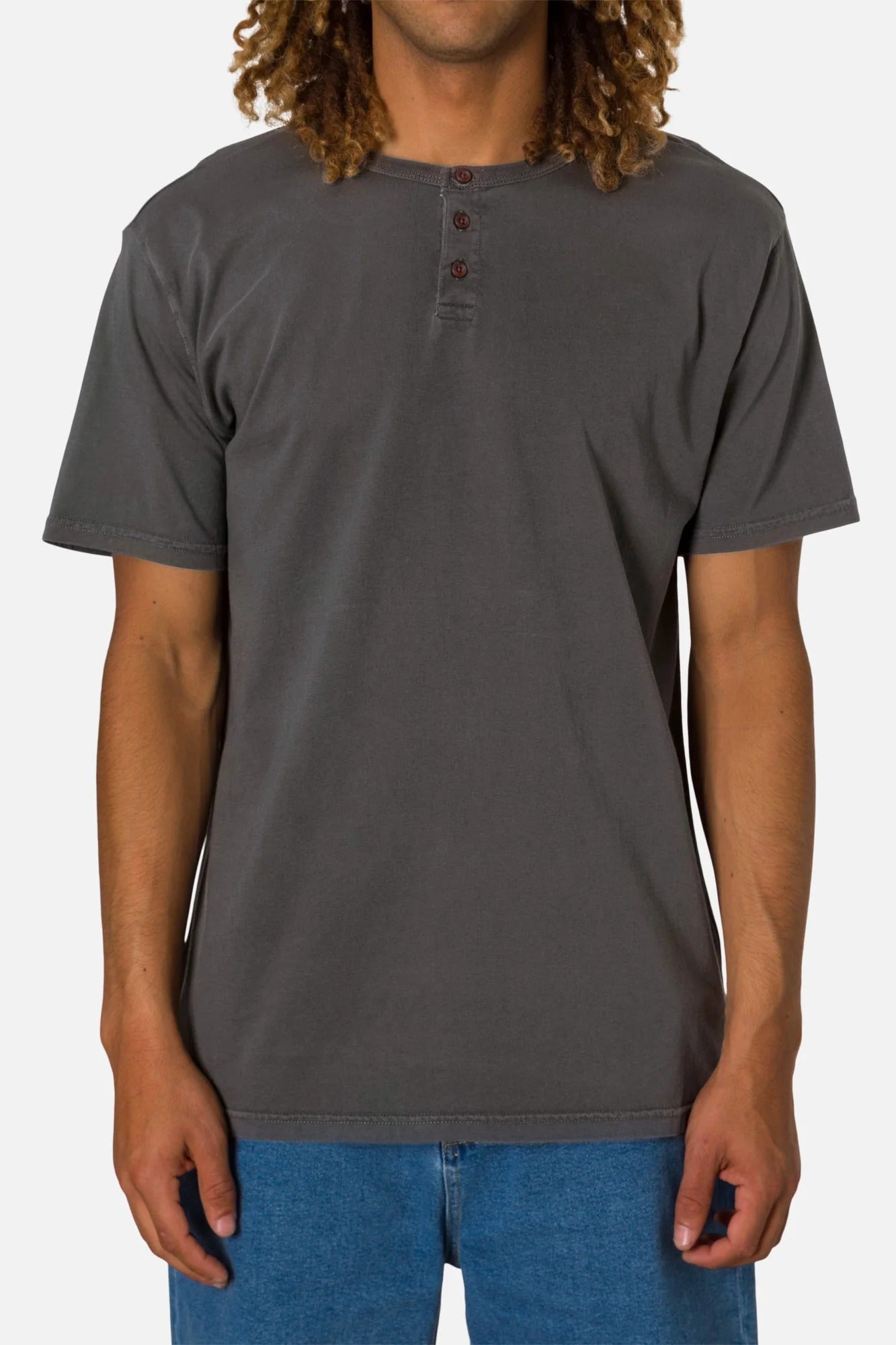 KATIN - Mesa Henley Tee - Black Wash - BACKYARD