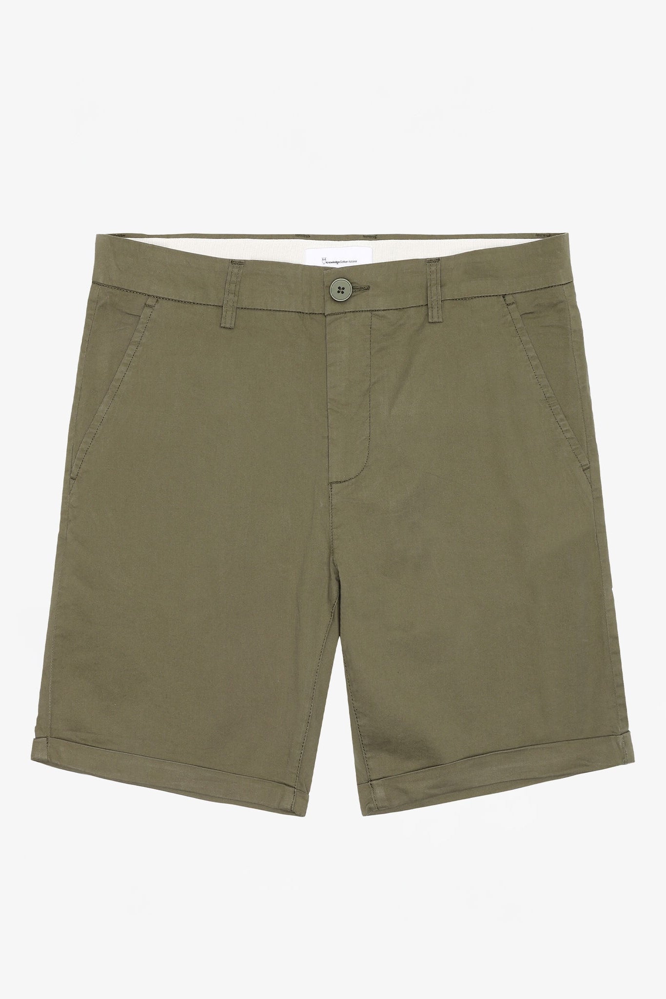 KNOWLEDGE COTTON - Chuck Regular Chino Poplin Shorts - Burned Olive - BACKYARD