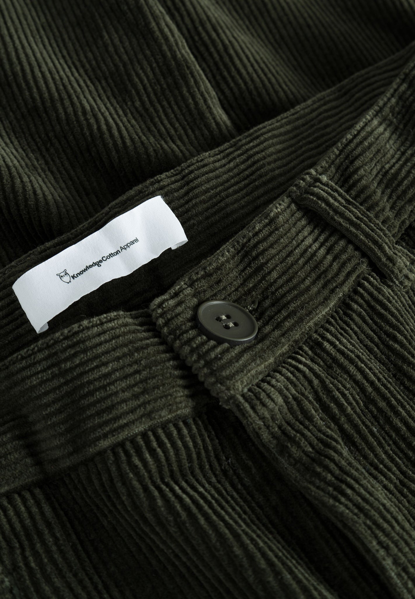 KNOWLEDGE COTTON - Chuck Regular Cord Chino Pants - Forest Night - BACKYARD