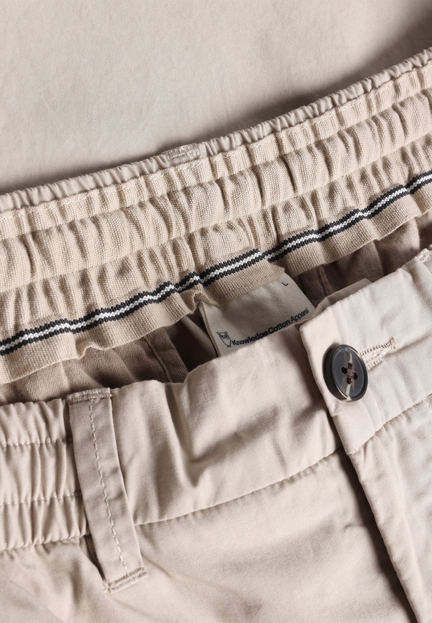 KNOWLEDGE COTTON - Fig Loose Poplin Elastic Waist String Shorts - Light Feather Gray - BACKYARD