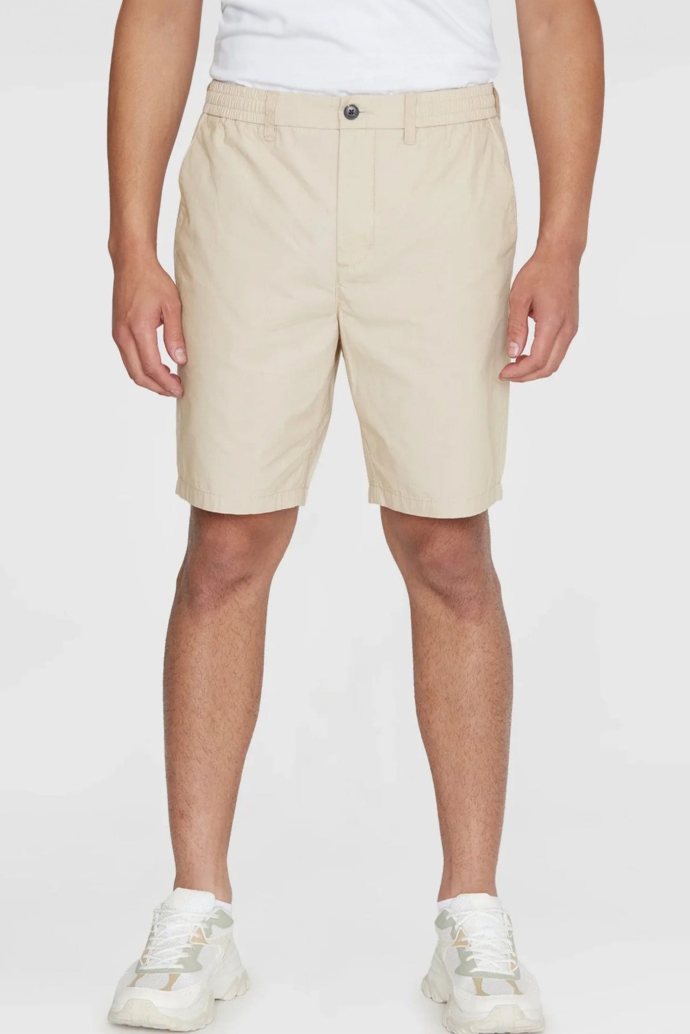 KNOWLEDGE COTTON - Fig Loose Poplin Elastic Waist String Shorts - Light Feather Gray - BACKYARD