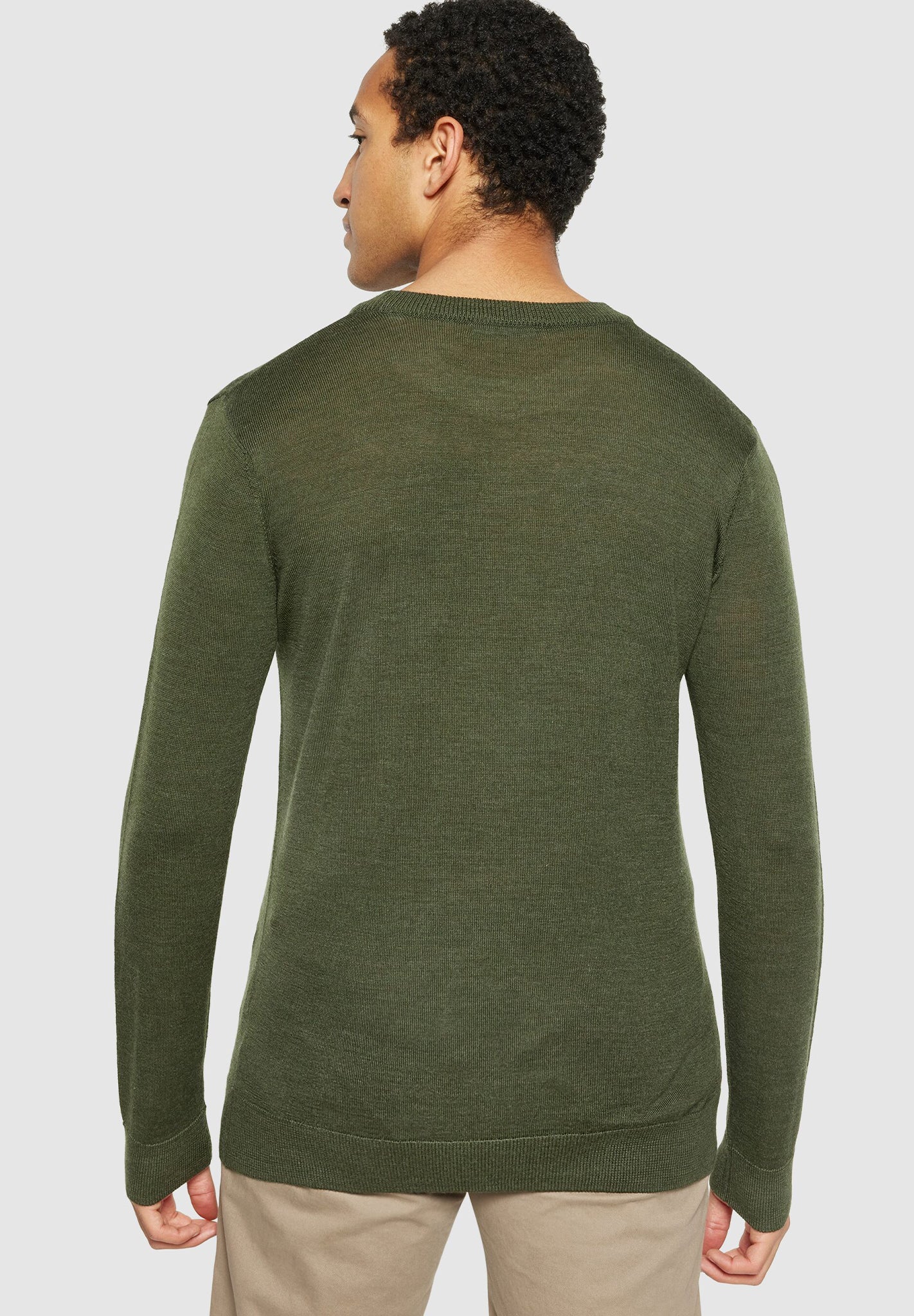 KNOWLEDGE COTTON - Regular Merino Knit Crew Neck - Forest Night - BACKYARD