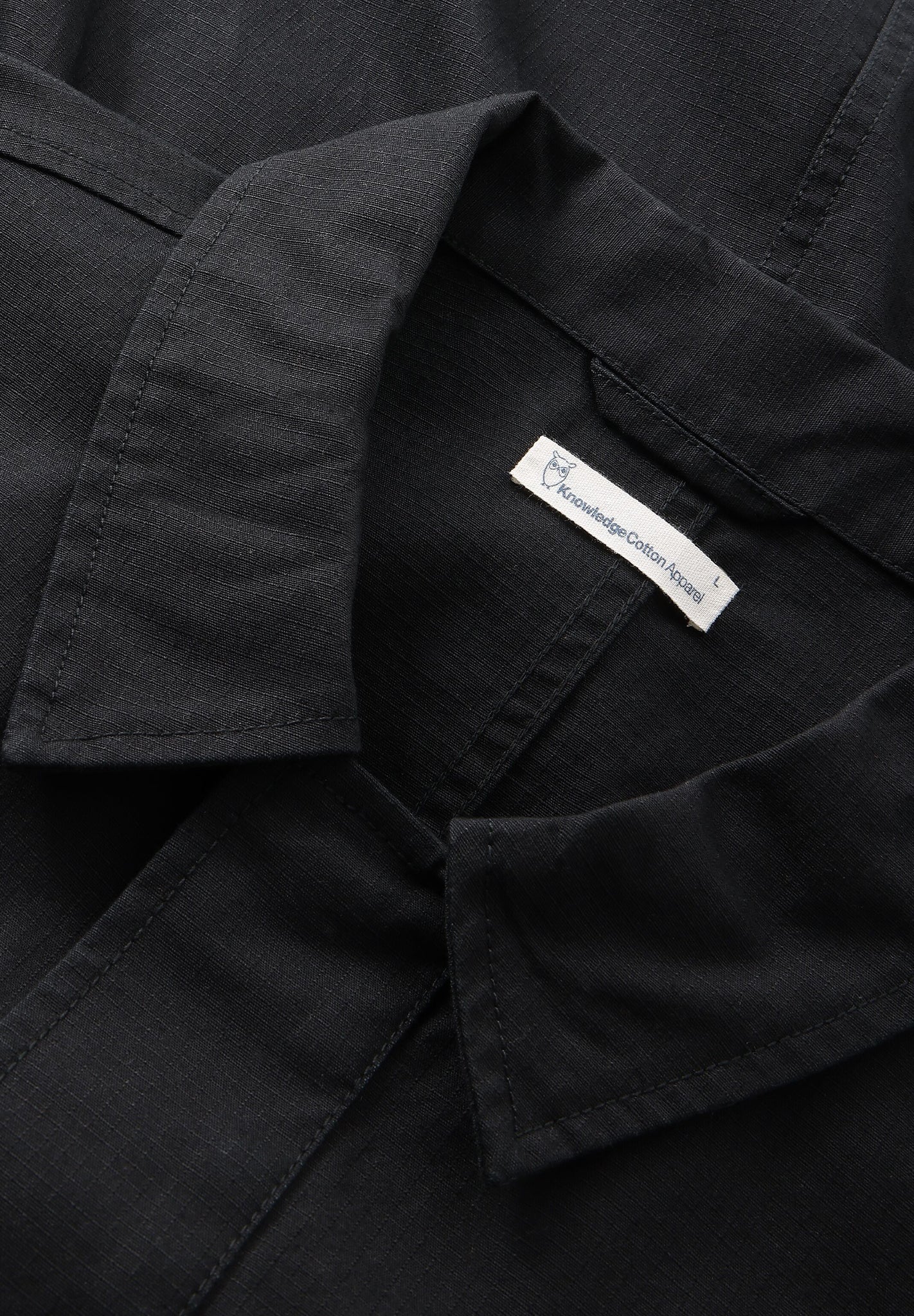 KNOWLEDGE COTTON - Ribstop Overshirt - Black Jet - BACKYARD