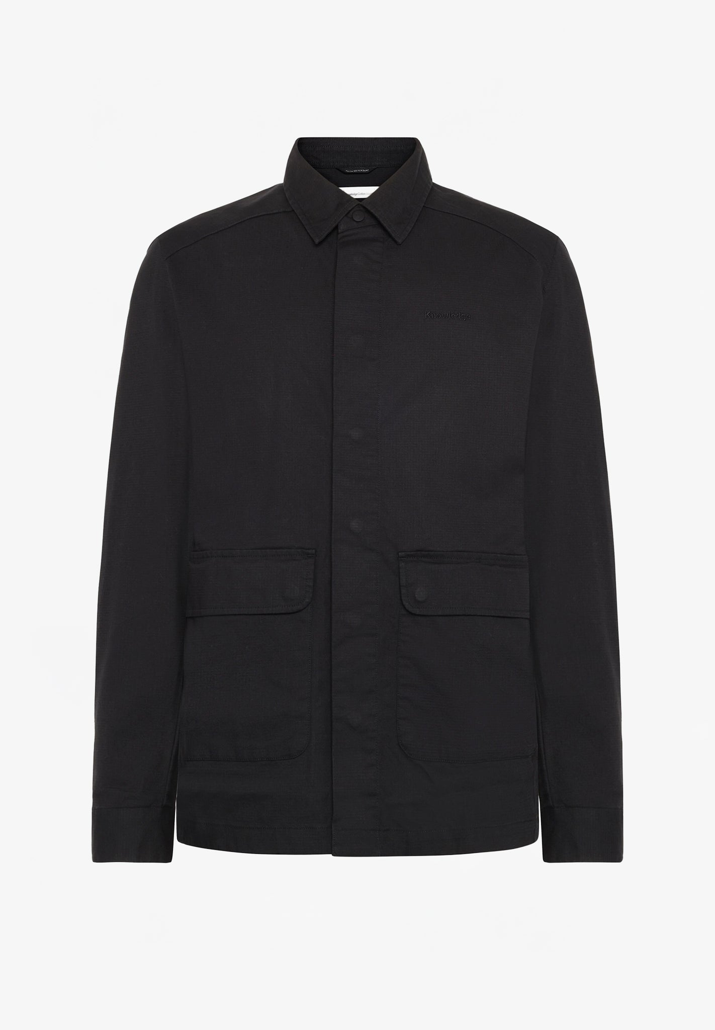 KNOWLEDGE COTTON - Ribstop Overshirt - Black Jet - BACKYARD