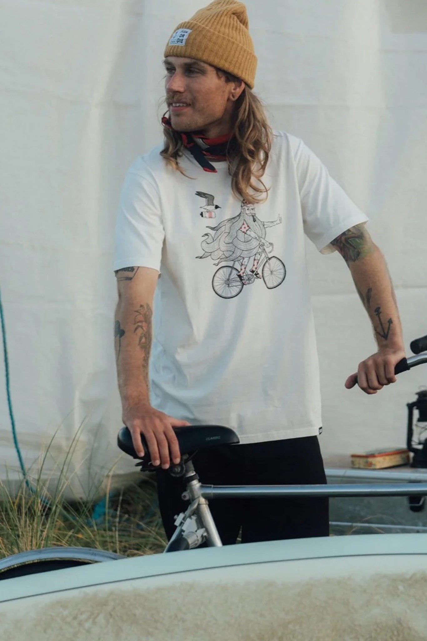 LAKOR - Beard On A Bike T-Shirt - Starwhite - BACKYARD
