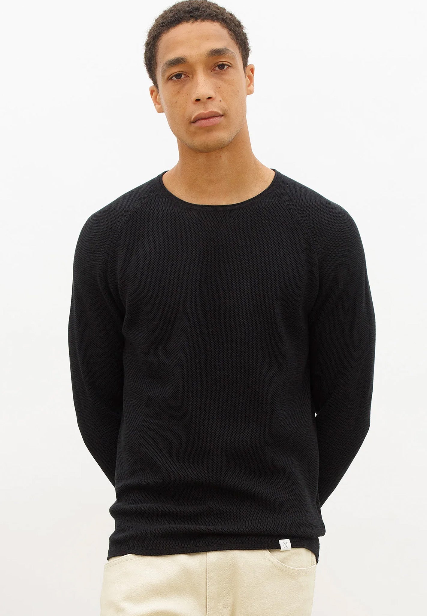 NOWADAYS - Honeycomb Crew Neck - Caviar - BACKYARD