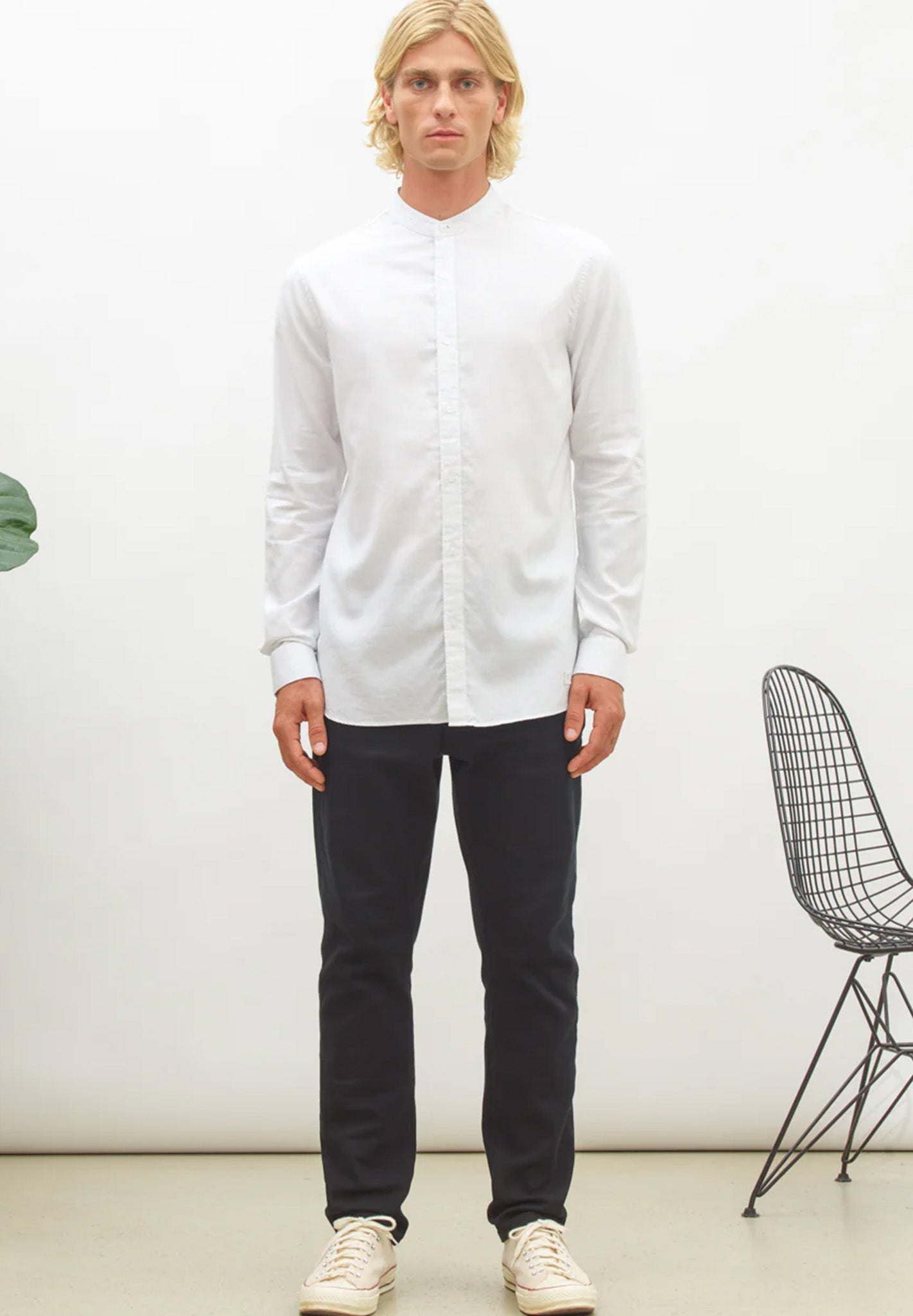 NOWADAYS - Oxford Melange Shirt - Bright White - BACKYARD