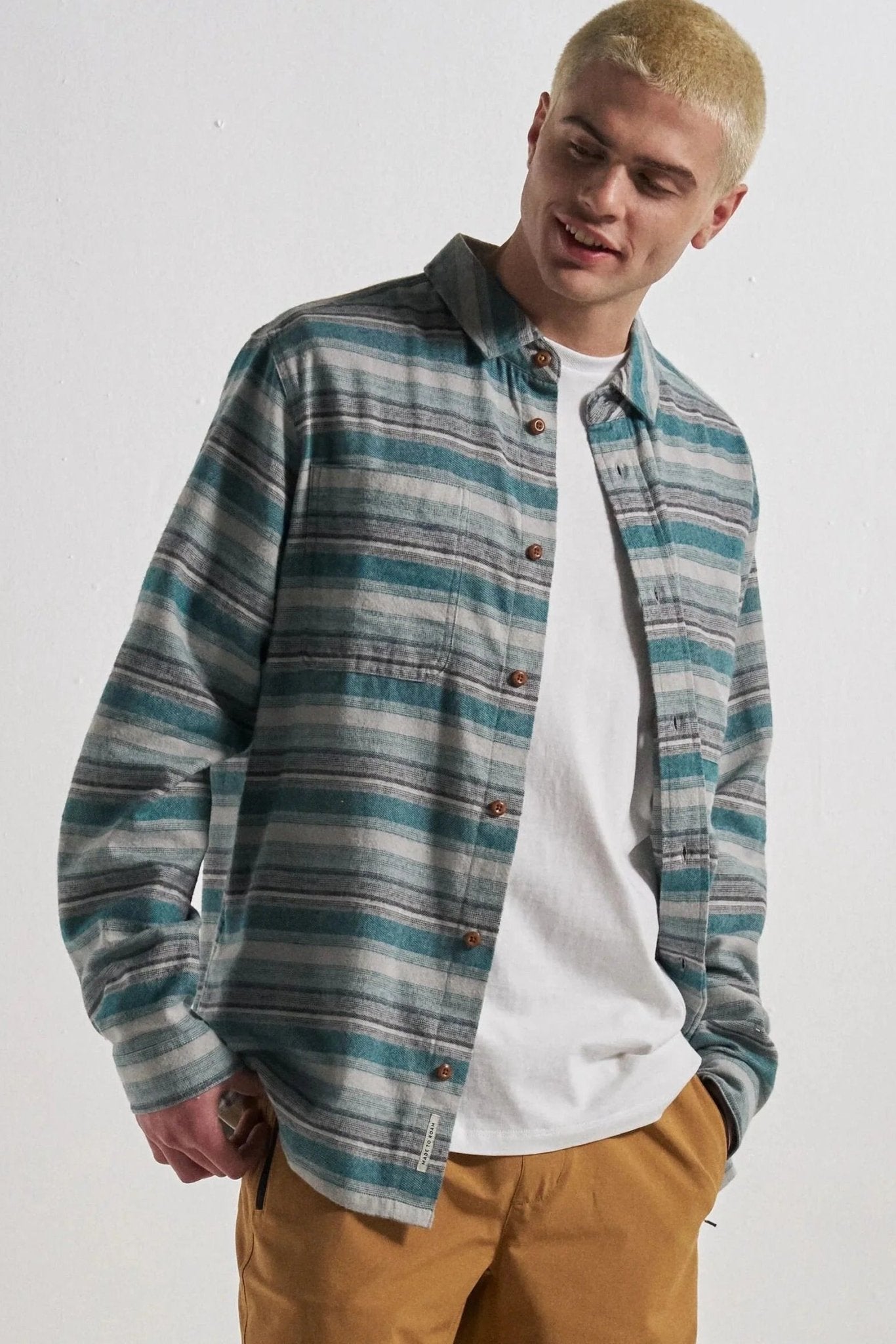 PASSENGER - Backcountry Stripe Light Shirt - Grey Marl Mediterranean Stripe - BACKYARD