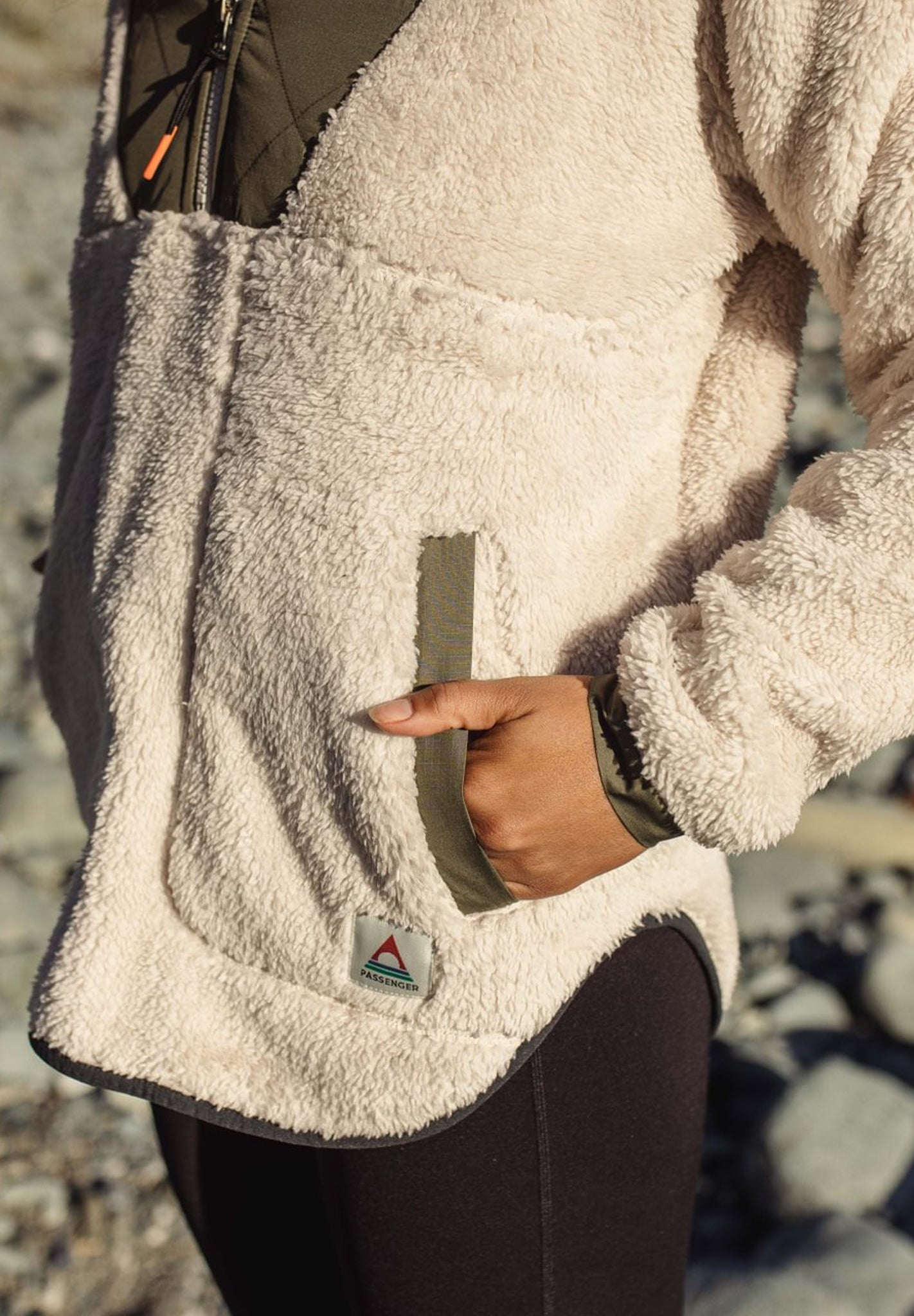 PASSENGER - Beaumont Recycled Sherpa Hooded Fleece - Vintage White - BACKYARD