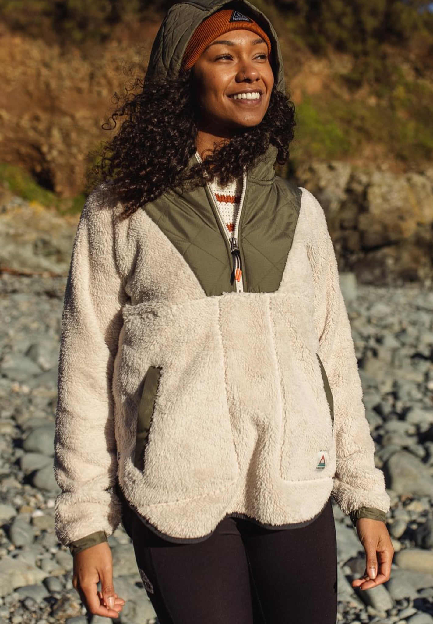 PASSENGER - Beaumont Recycled Sherpa Hooded Fleece - Vintage White - BACKYARD