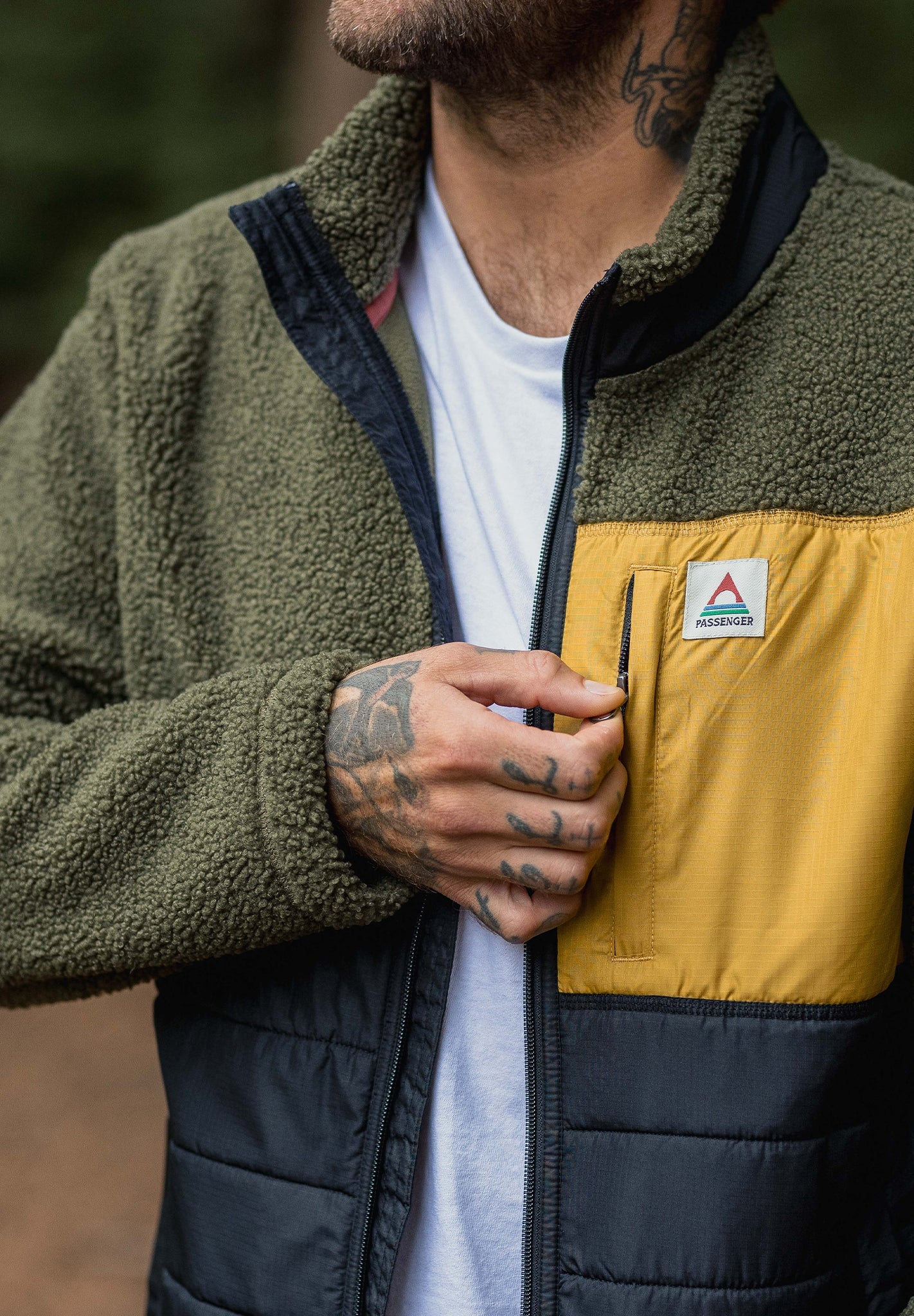 PASSENGER - Born Explorer Recycled Polar - Lined Sherpa Fleece - Khaki - BACKYARD