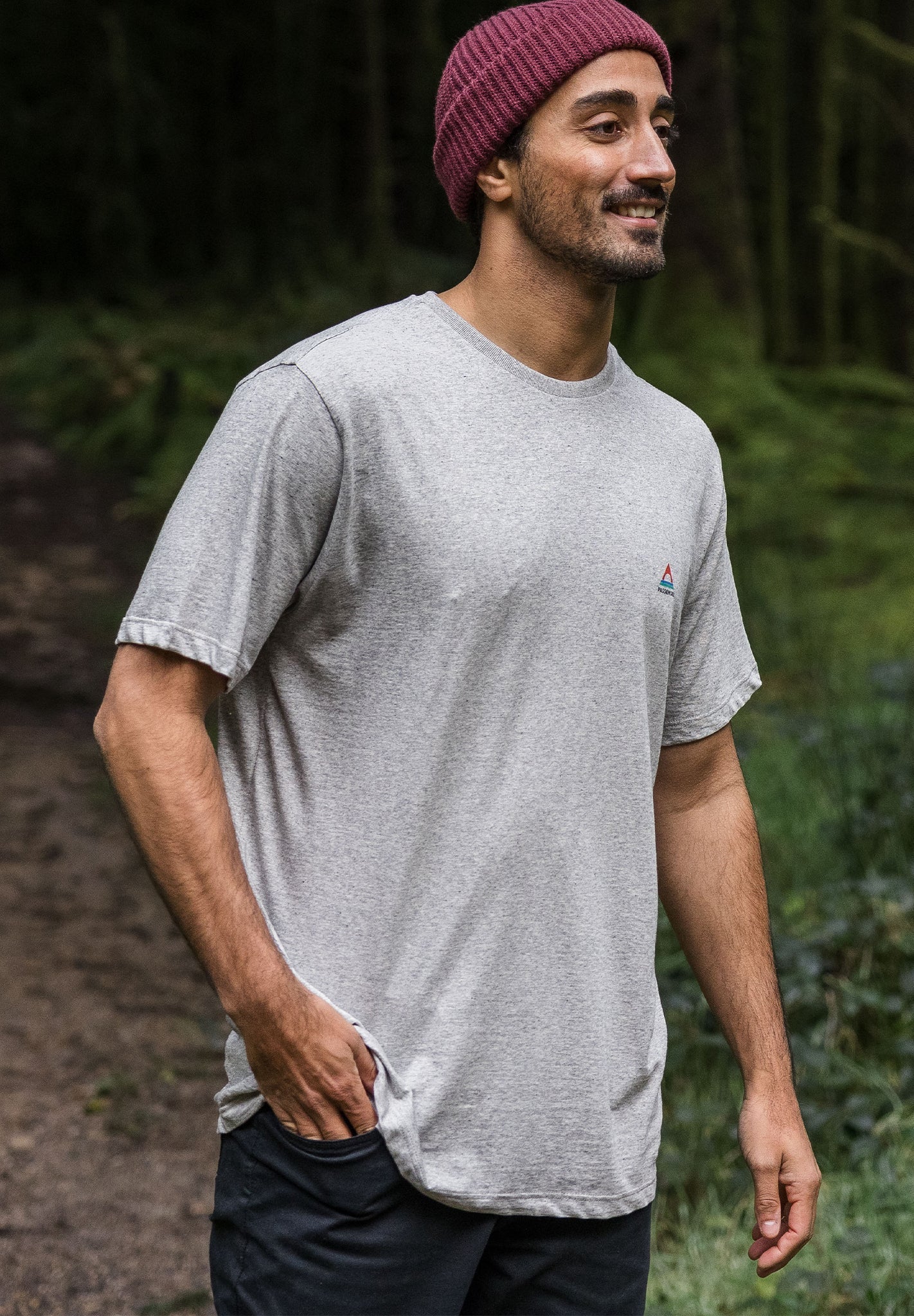 PASSENGER - Classic Logo Recycled Cotton T-Shirt - Mid Grey Marl - BACKYARD