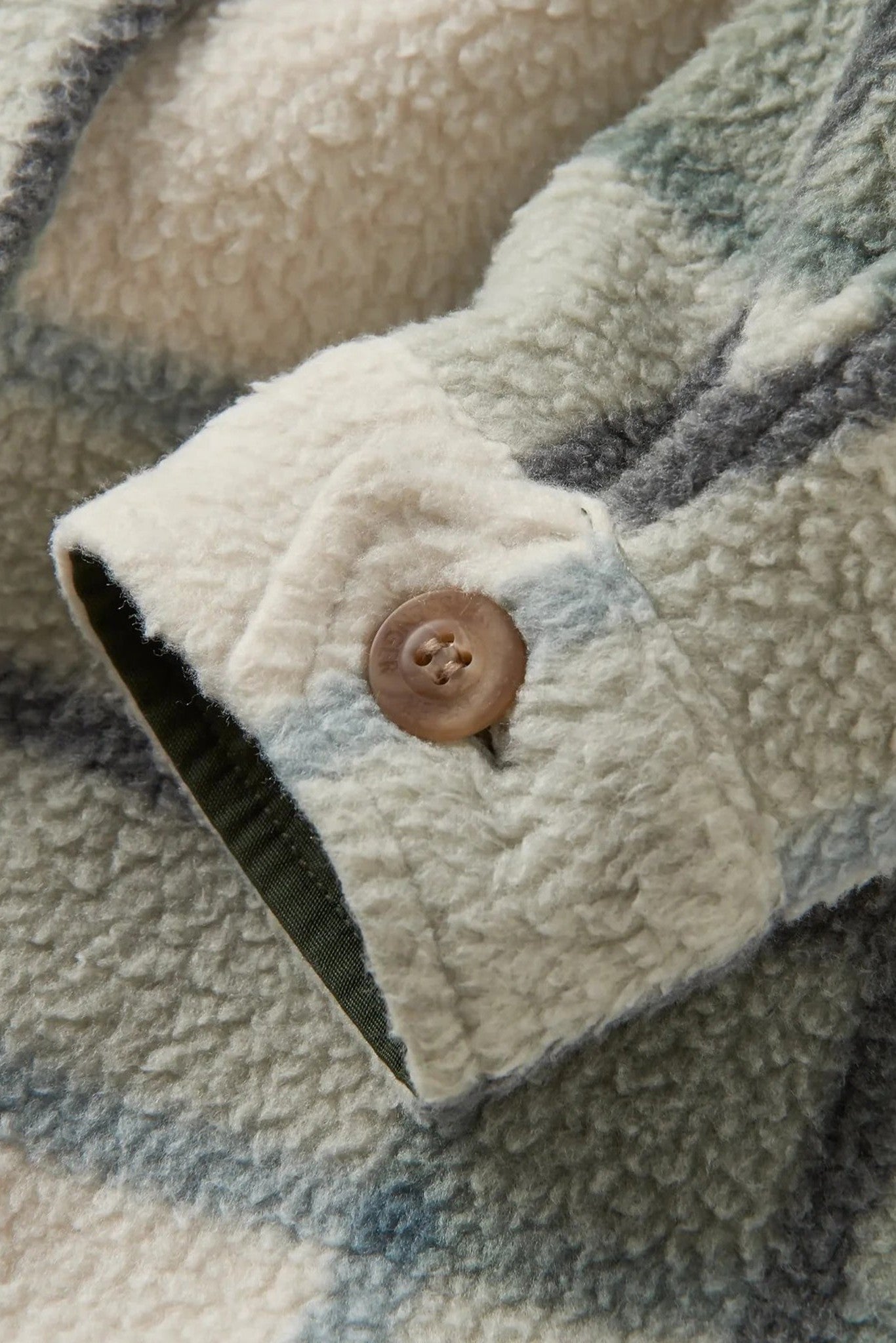 PASSENGER - Cloudy 2.0 Recycled Sherpa Fleece Shirt - Pistachio Check - BACKYARD