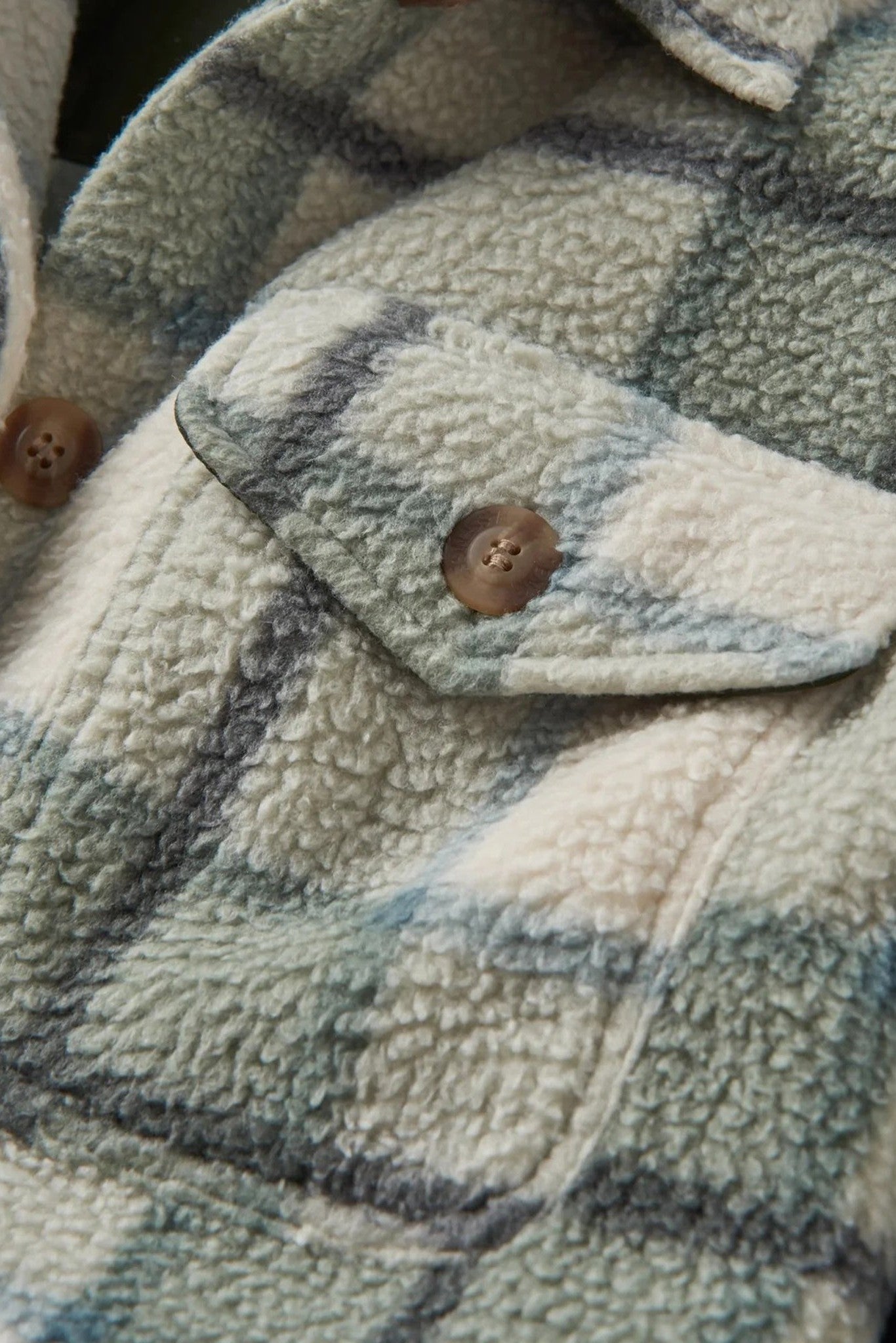 PASSENGER - Cloudy 2.0 Recycled Sherpa Fleece Shirt - Pistachio Check - BACKYARD