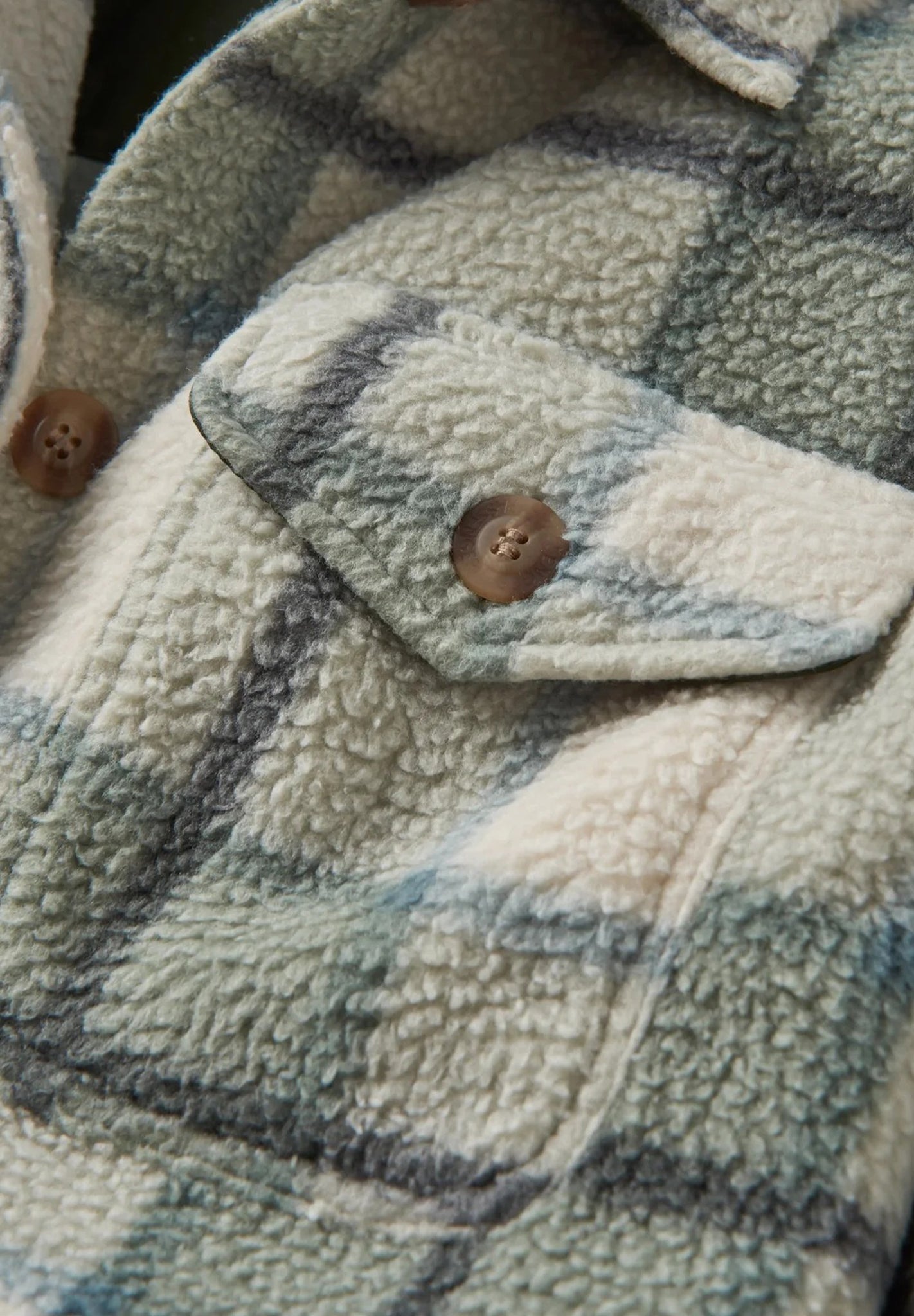 PASSENGER - Cloudy 2.0 Recycled Sherpa Fleece Shirt - Pistachio Check - BACKYARD