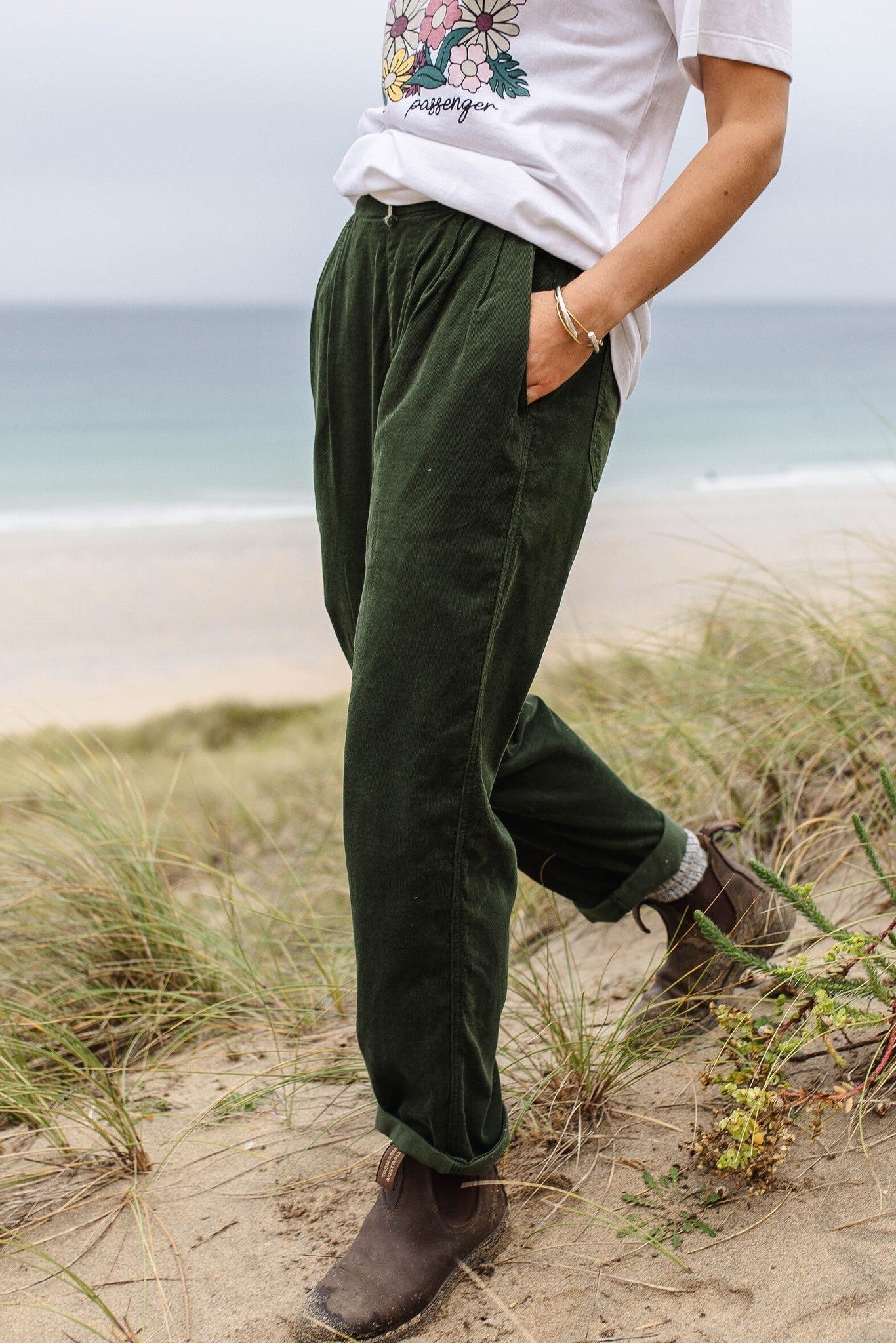 PASSENGER - Compass Recycled Corduroy Trouser - Fir Tree - BACKYARD