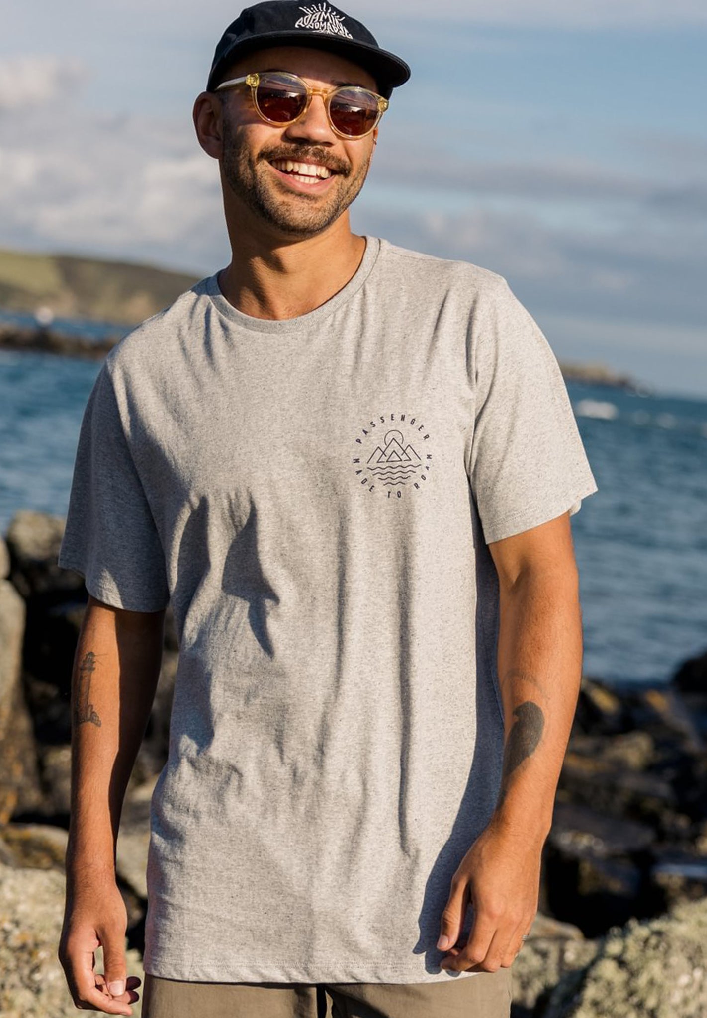 PASSENGER - Escapism Recycled Cotton T-Shirt - Grey Marl - BACKYARD