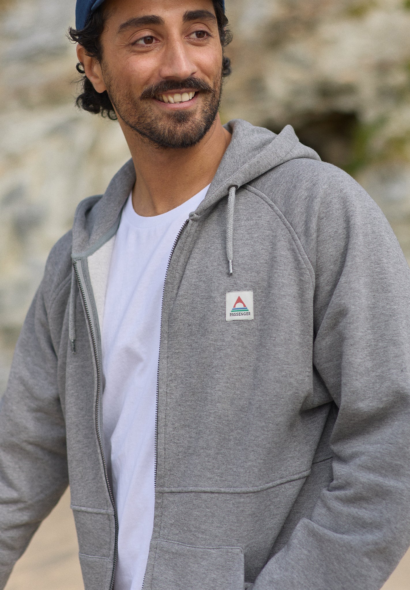 PASSENGER - Heritage Full Zip Recycled Cotton Hoodie - Dark Grey Marl - BACKYARD