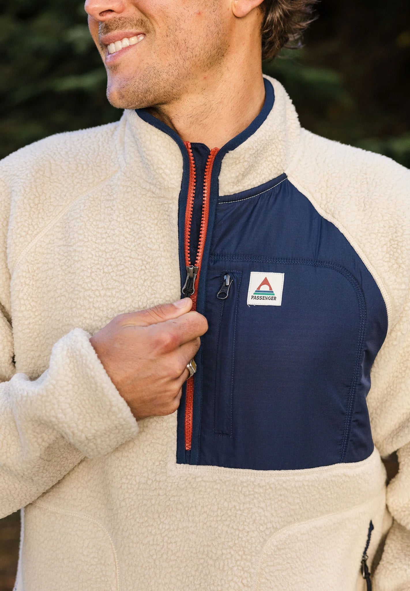 PASSENGER - Offgrid 2.0 1/2 Zip Recycled Sherpa - Fleece - Oatmeal Navy - BACKYARD