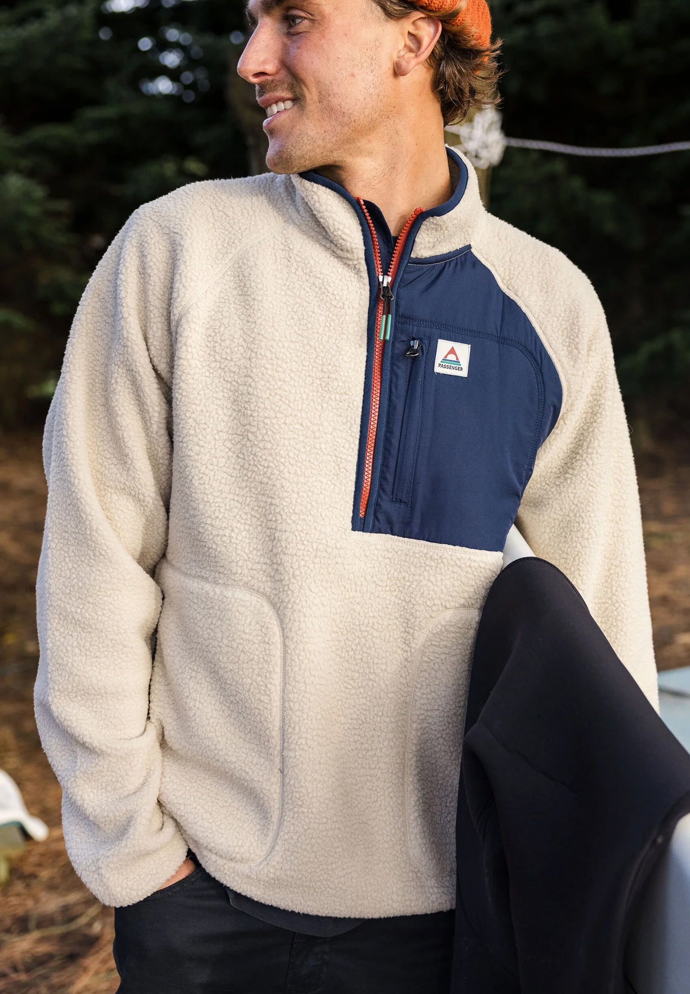 PASSENGER - Offgrid 2.0 1/2 Zip Recycled Sherpa - Fleece - Oatmeal Navy - BACKYARD