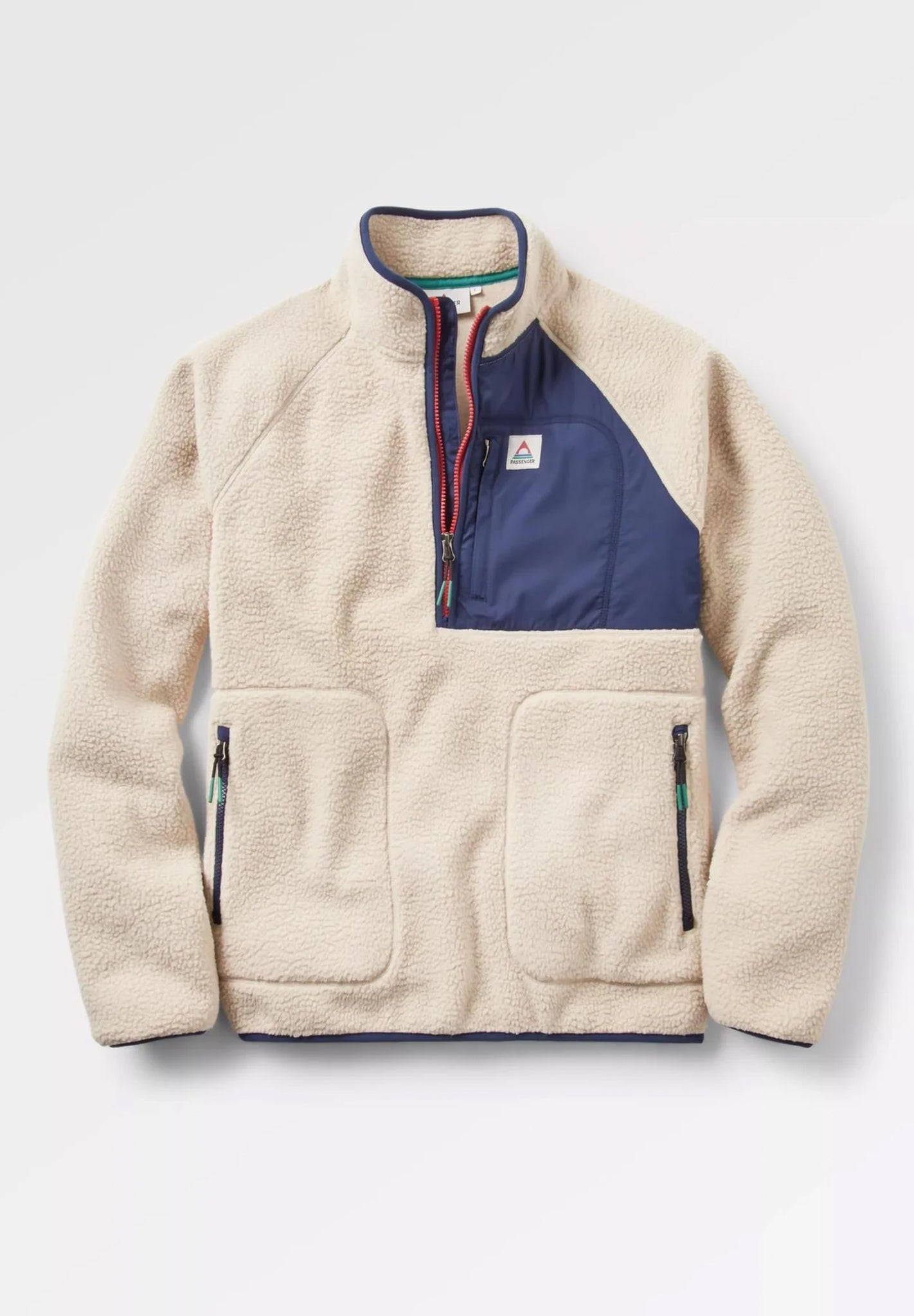 PASSENGER - Offgrid 2.0 1/2 Zip Recycled Sherpa - Fleece - Oatmeal Navy - BACKYARD