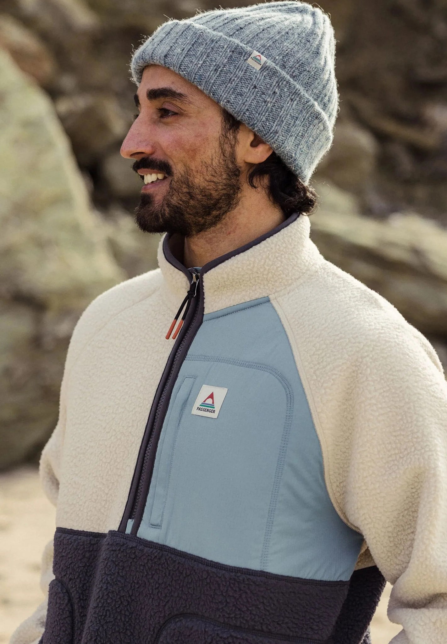 PASSENGER - Offgrid 2.0 1/2 Zip Recycled Sherpa - Fleece - Oatmeal Charcoal - BACKYARD