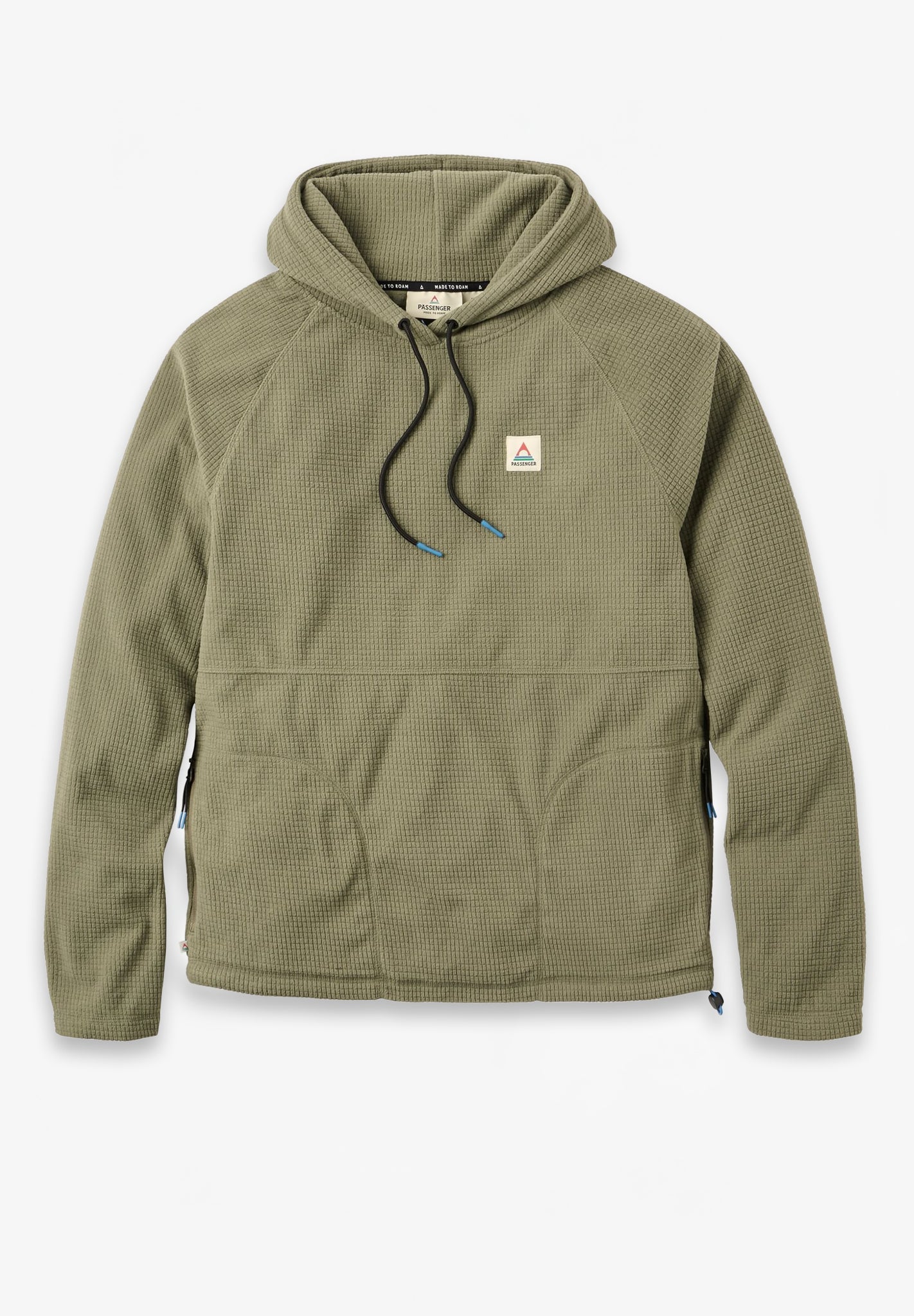 PASSENGER - Point Grid Recycled Fleece Hoodie - Dusty Olive - BACKYARD