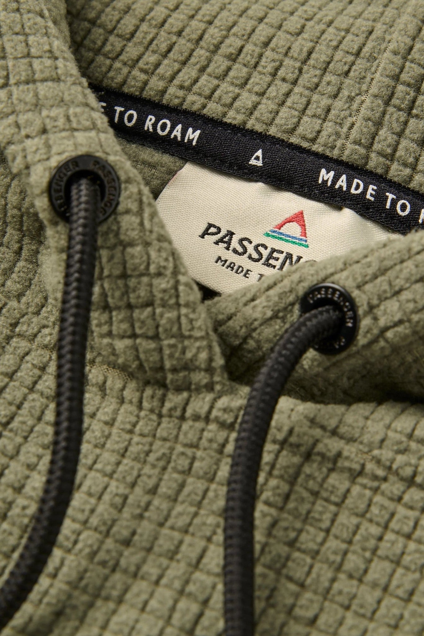 PASSENGER - Point Grid Recycled Fleece Hoodie - Dusty Olive - BACKYARD