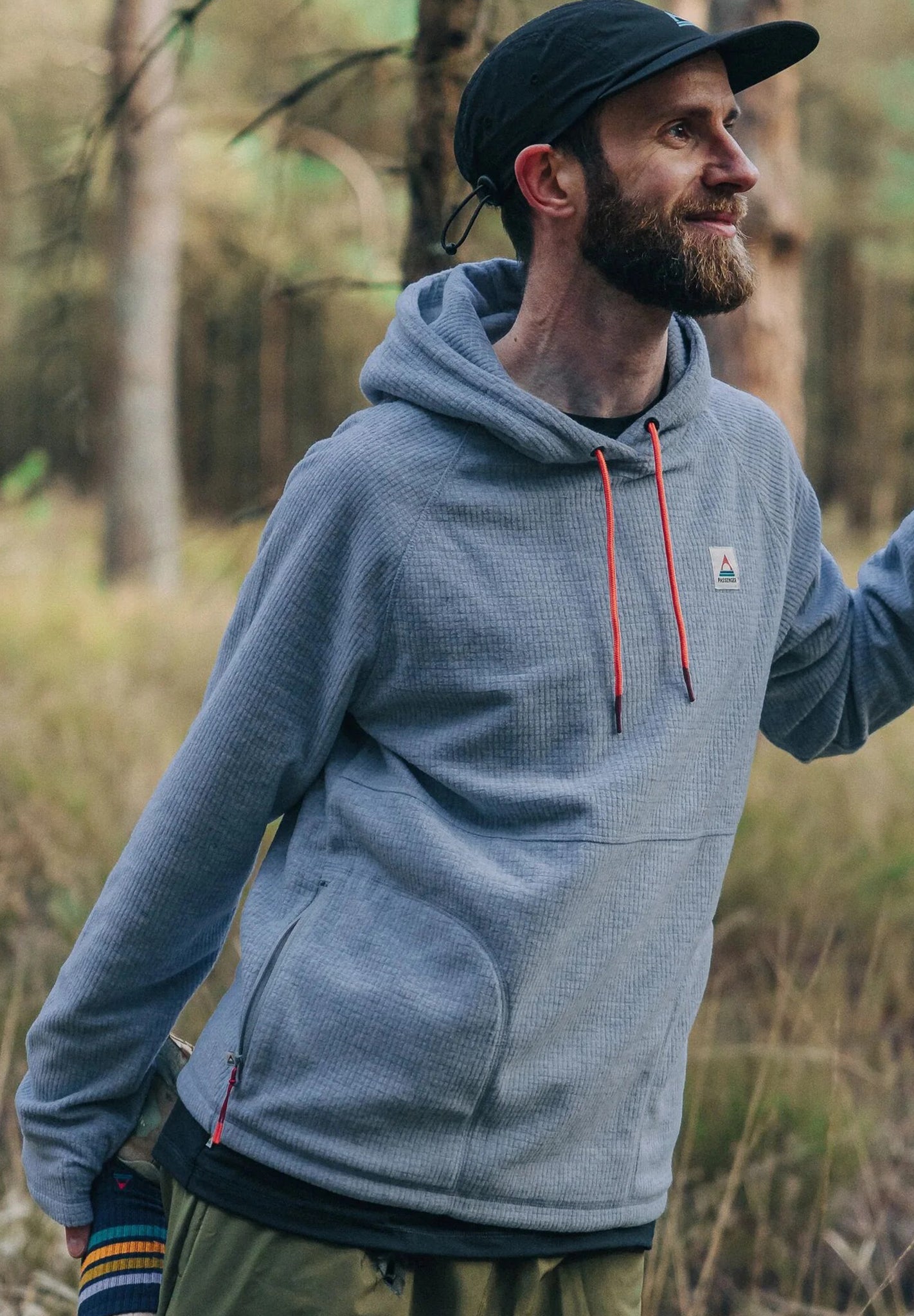 PASSENGER - Point Grid Recycled Fleece Hoodie - Grey Marl - BACKYARD