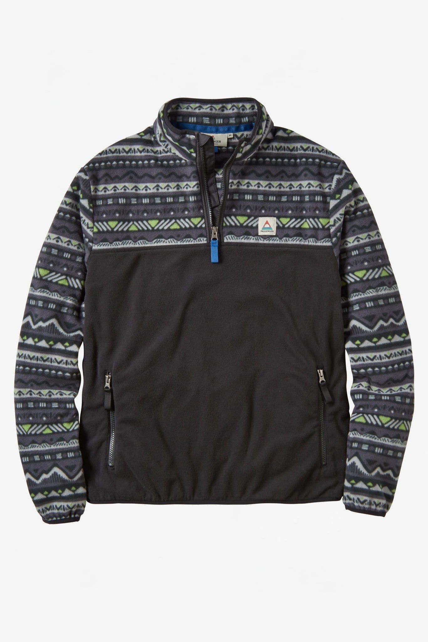 PASSENGER - Set Off Recycled Polar 1/4 Zip Fleece - Mountain Geo Charcoal - BACKYARD