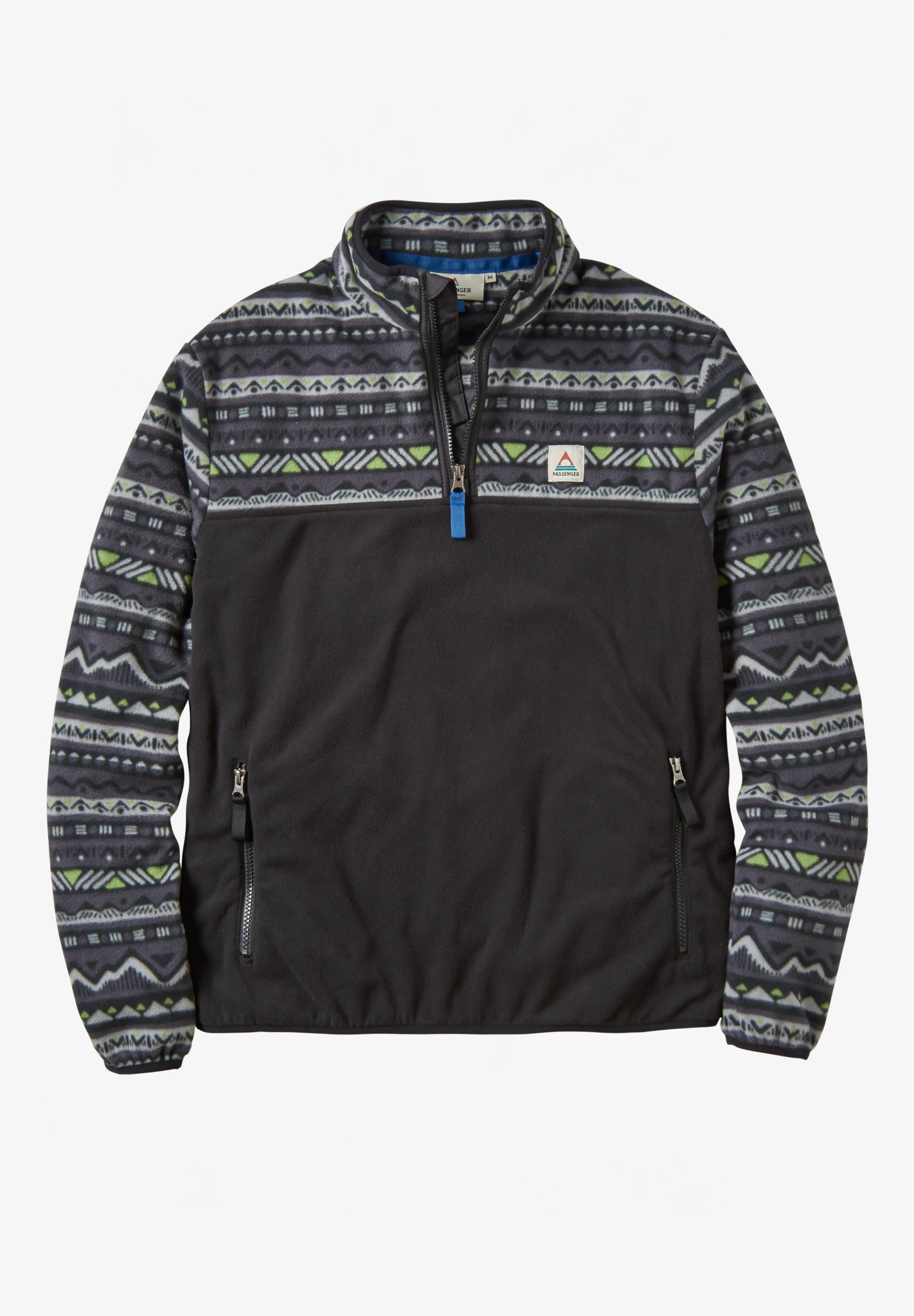 PASSENGER - Set Off Recycled Polar 1/4 Zip Fleece - Mountain Geo Charcoal - BACKYARD