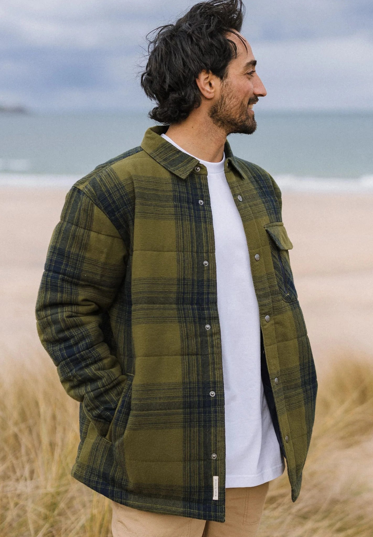 PASSENGER - Taranaki Quilted Overshirt - Navy Khaki Check - BACKYARD