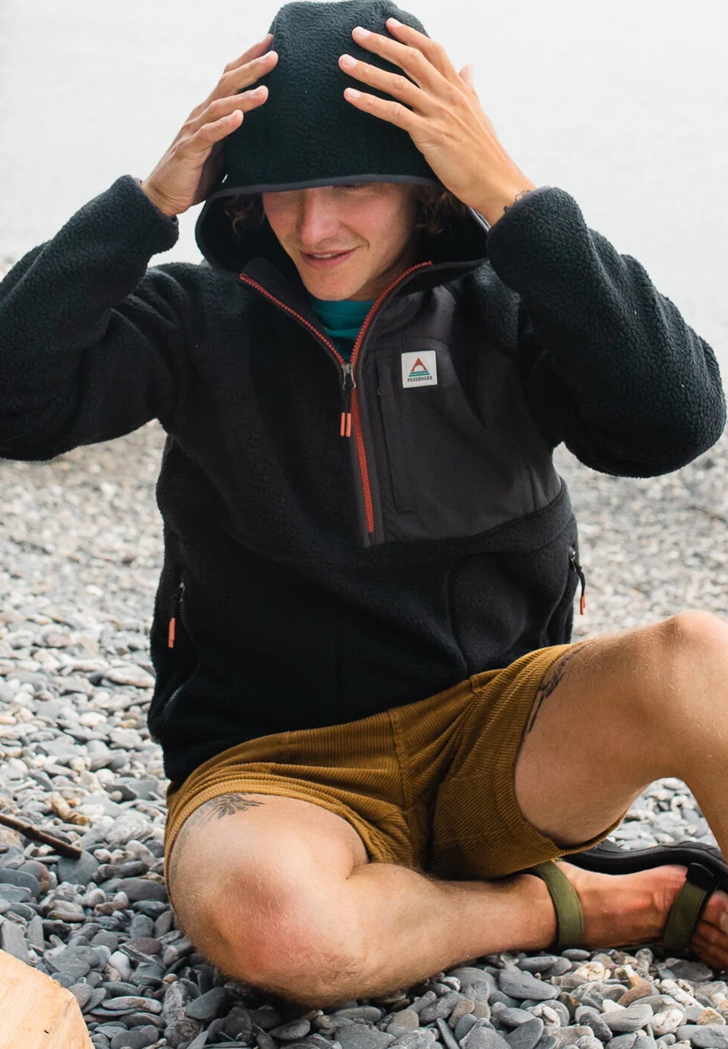 PASSENGER - Ventura 1/2 Zip Recycled Sherpa Fleece - Black - BACKYARD