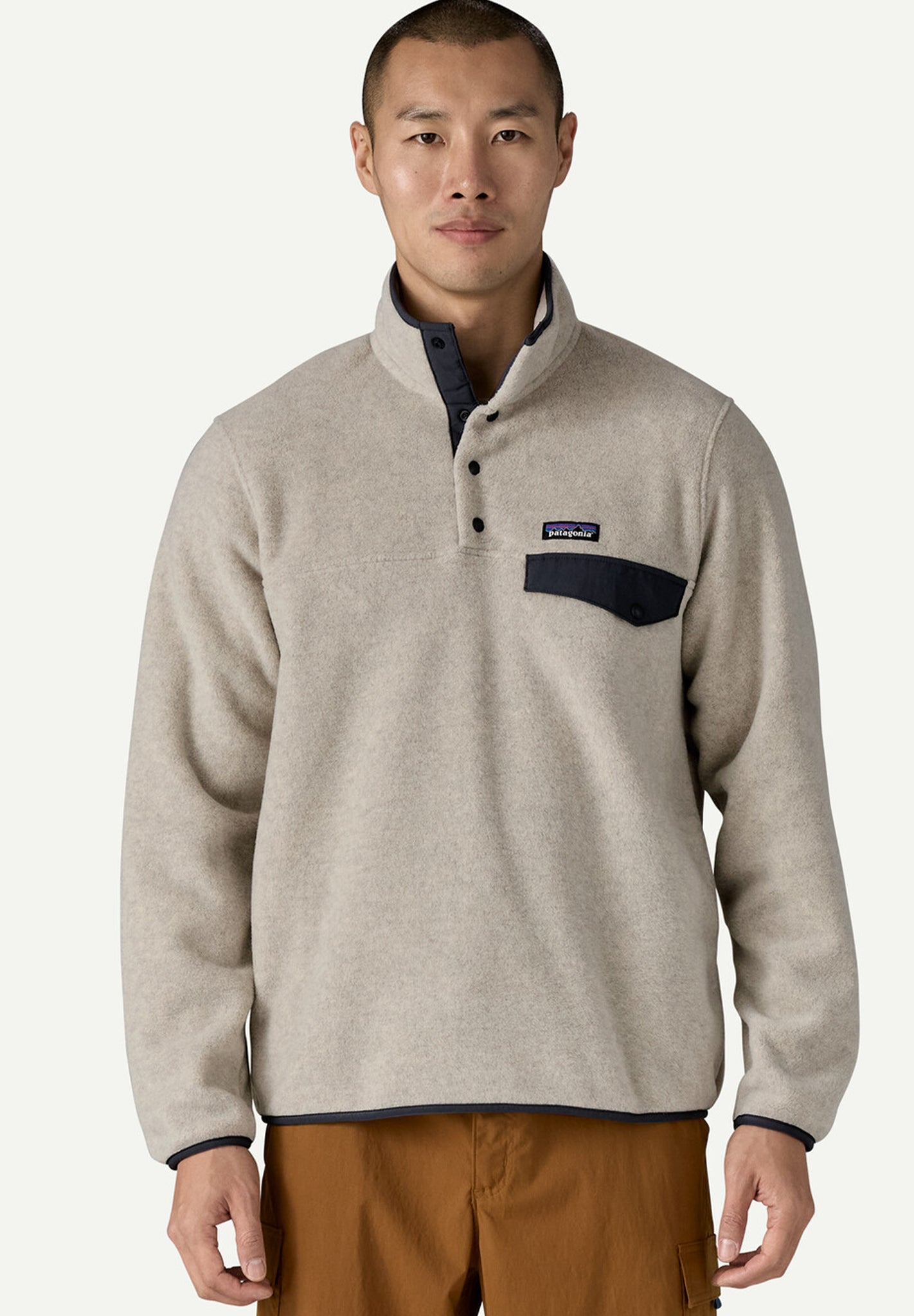 PATAGONIA - Men's Lightweight Synchilla Snap - T Pullover - Oatmeal Heather Smolder Blue - BACKYARD