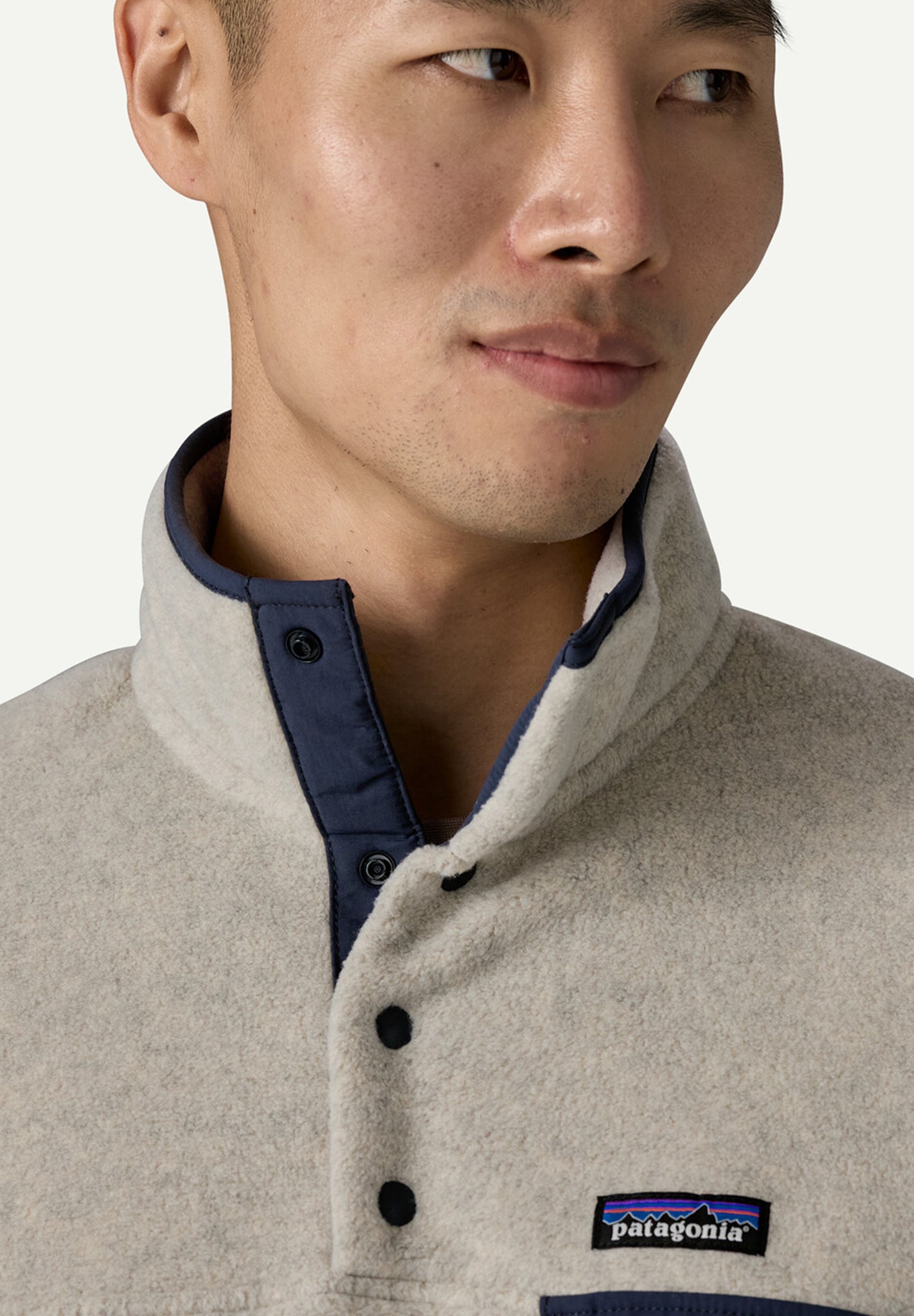 PATAGONIA - Men's Lightweight Synchilla Snap - T Pullover - Oatmeal Heather Smolder Blue - BACKYARD